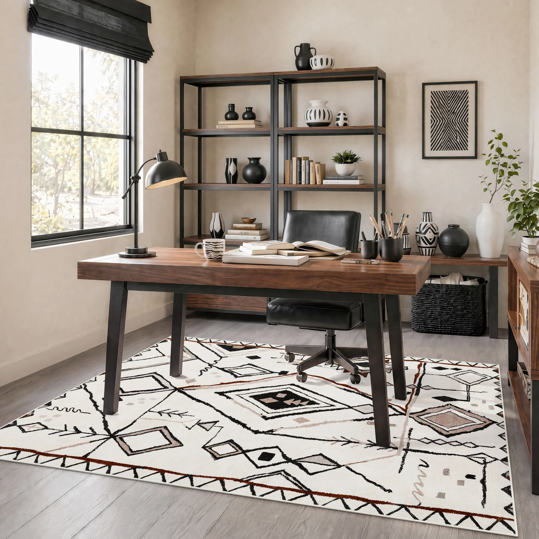 3x5/5x7 Vintage Boho Moroccan Area Rug, Non-Slip Geometric Neutral Soft Low Pile Throw Carpet, Oeko-Tex Certified - Image 9