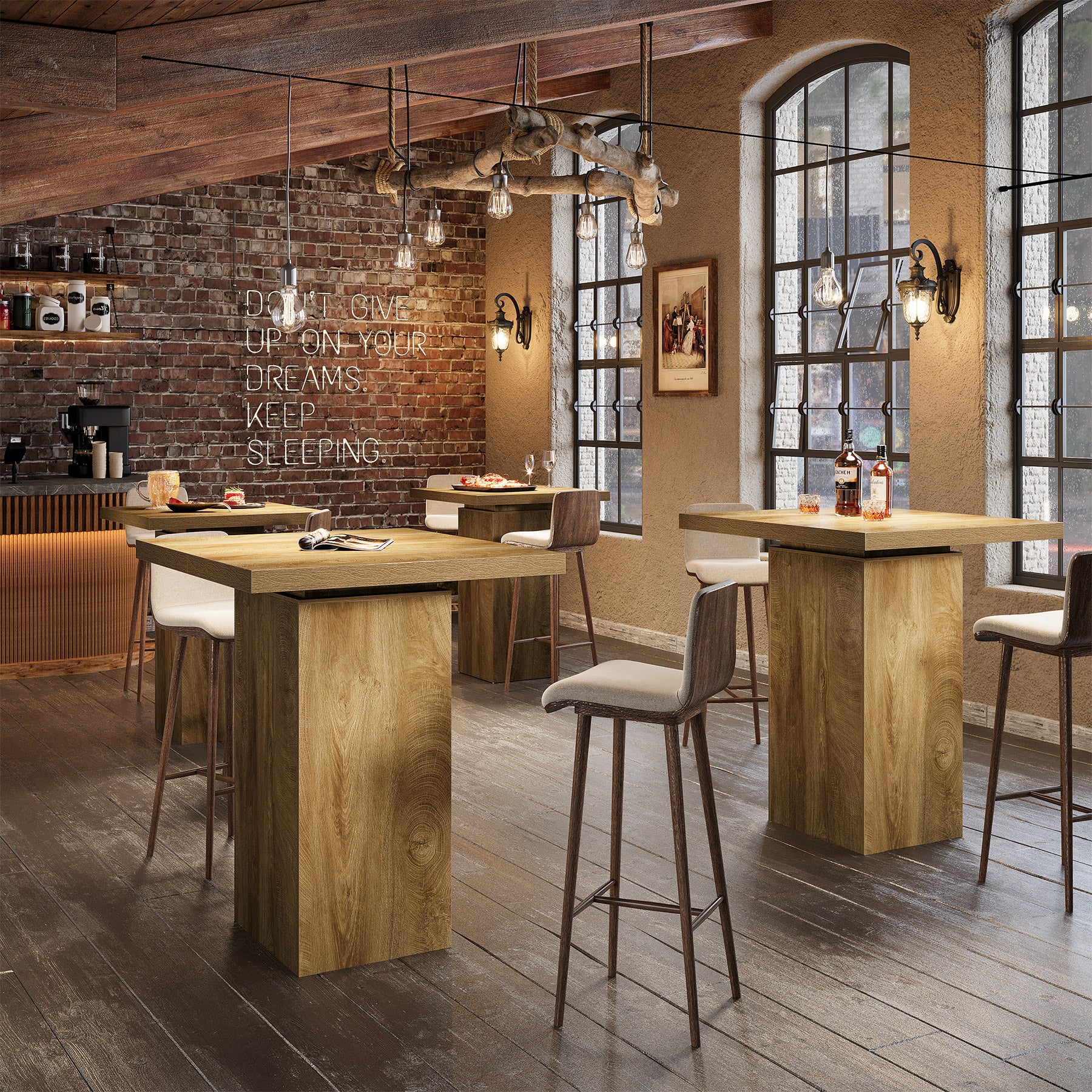 39.4" Square Bar Table, High Top Bistro Pub Cocktail Table Dining Table - Image 8