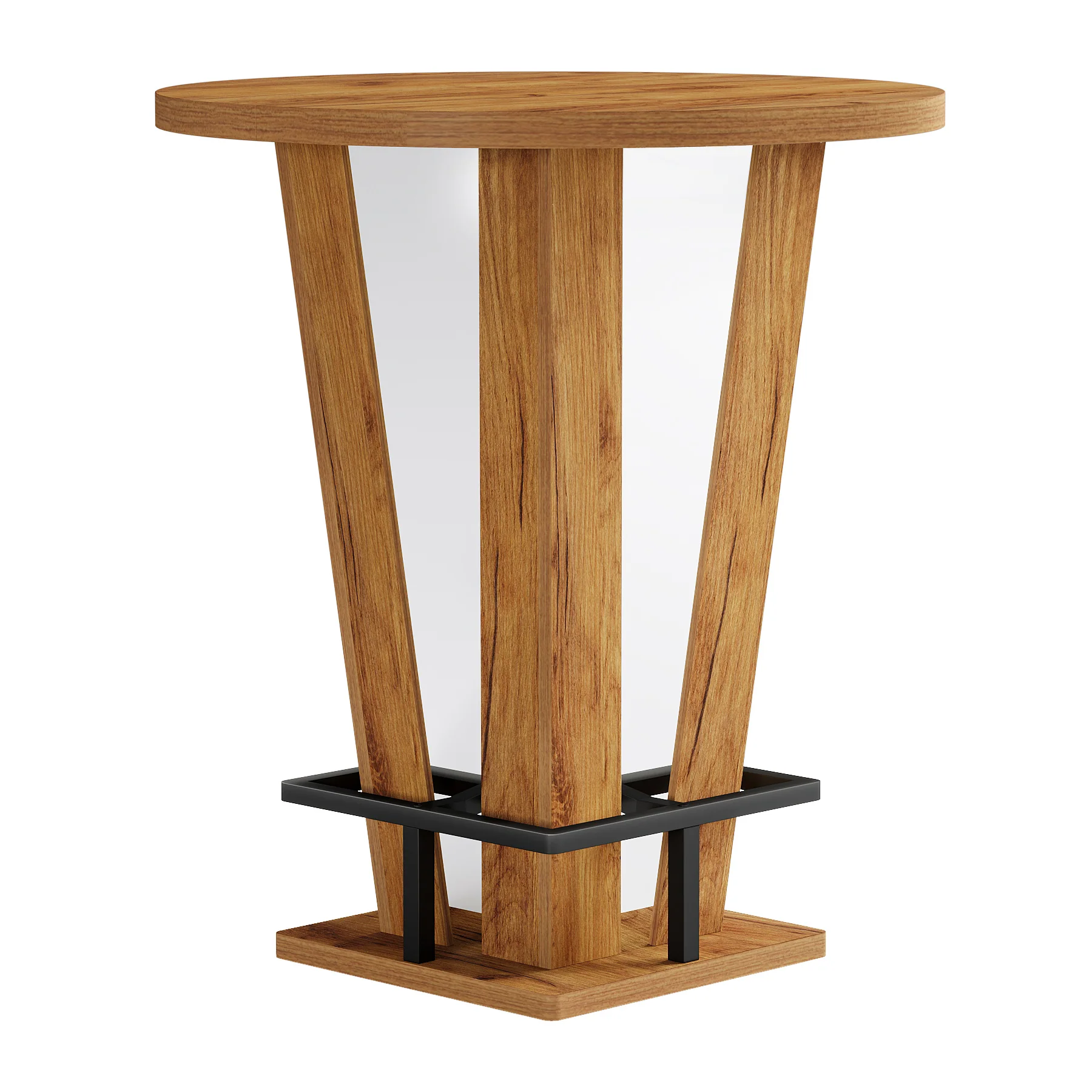 31.5" Bar Table, High Top Cocktail Bistro Pub Table with Metal Footrest - Image 9