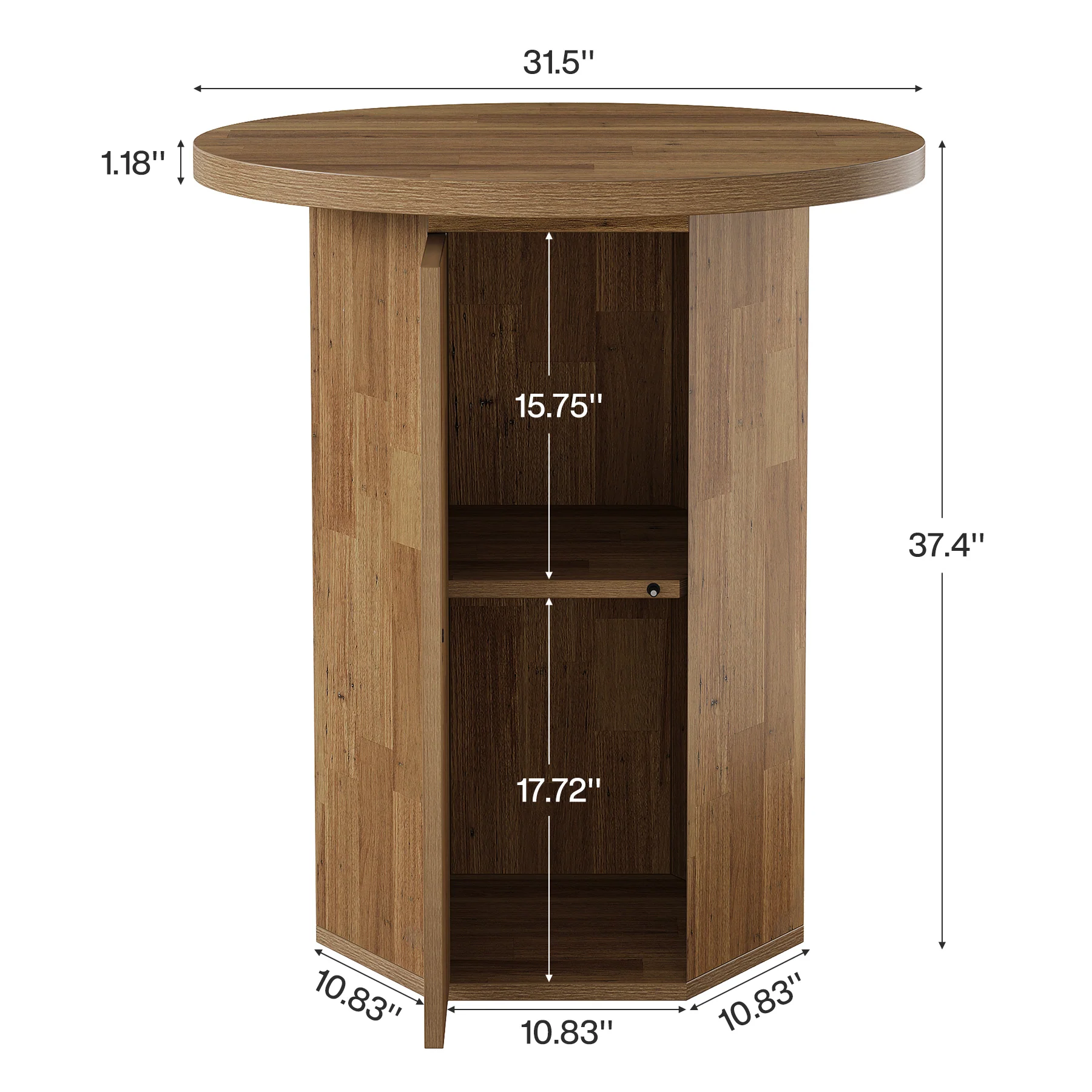 31.5" Round Bar Table, Home Liquor Bar Cabinet Bistro Dining Table - Image 2