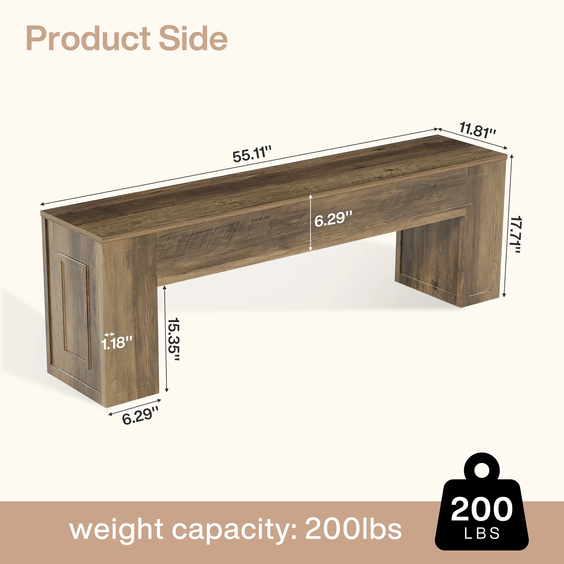 55" Entryway Bench, Indoor End of Bed Bench for Hallway - Image 2