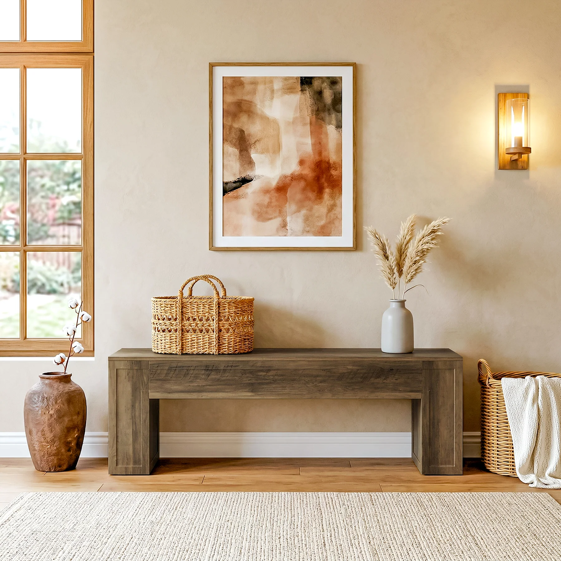 55" Entryway Bench, Indoor End of Bed Bench for Hallway - Image 4