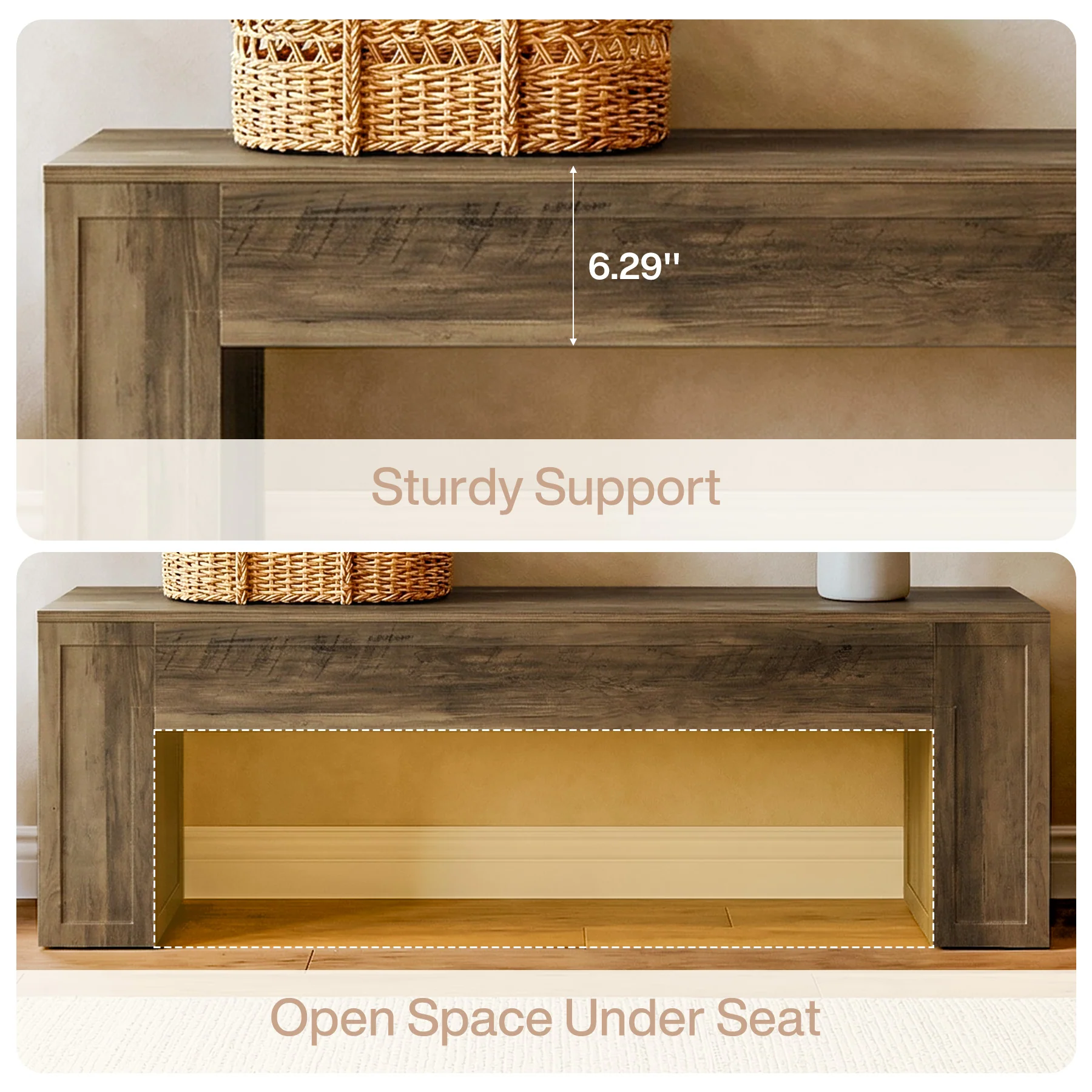 55" Entryway Bench, Indoor End of Bed Bench for Hallway - Image 8