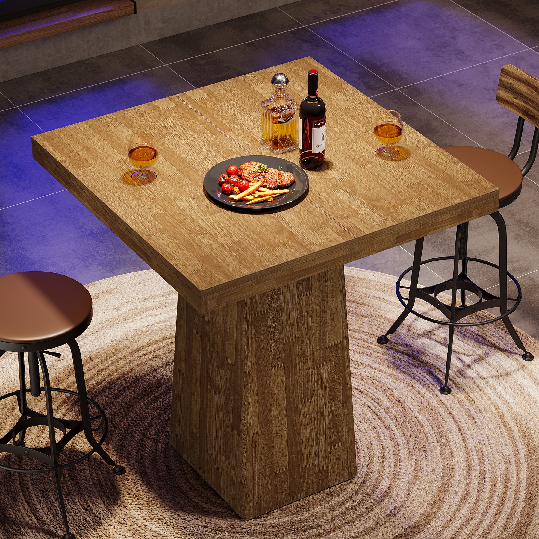 31.5" Square Bar Table, Industrial Counter Height Pub Cocktail Unit Dining Table - Image 5