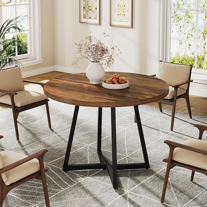 31.5" Dining Table, Industrial Kitchen Dinner Table with Metal Base