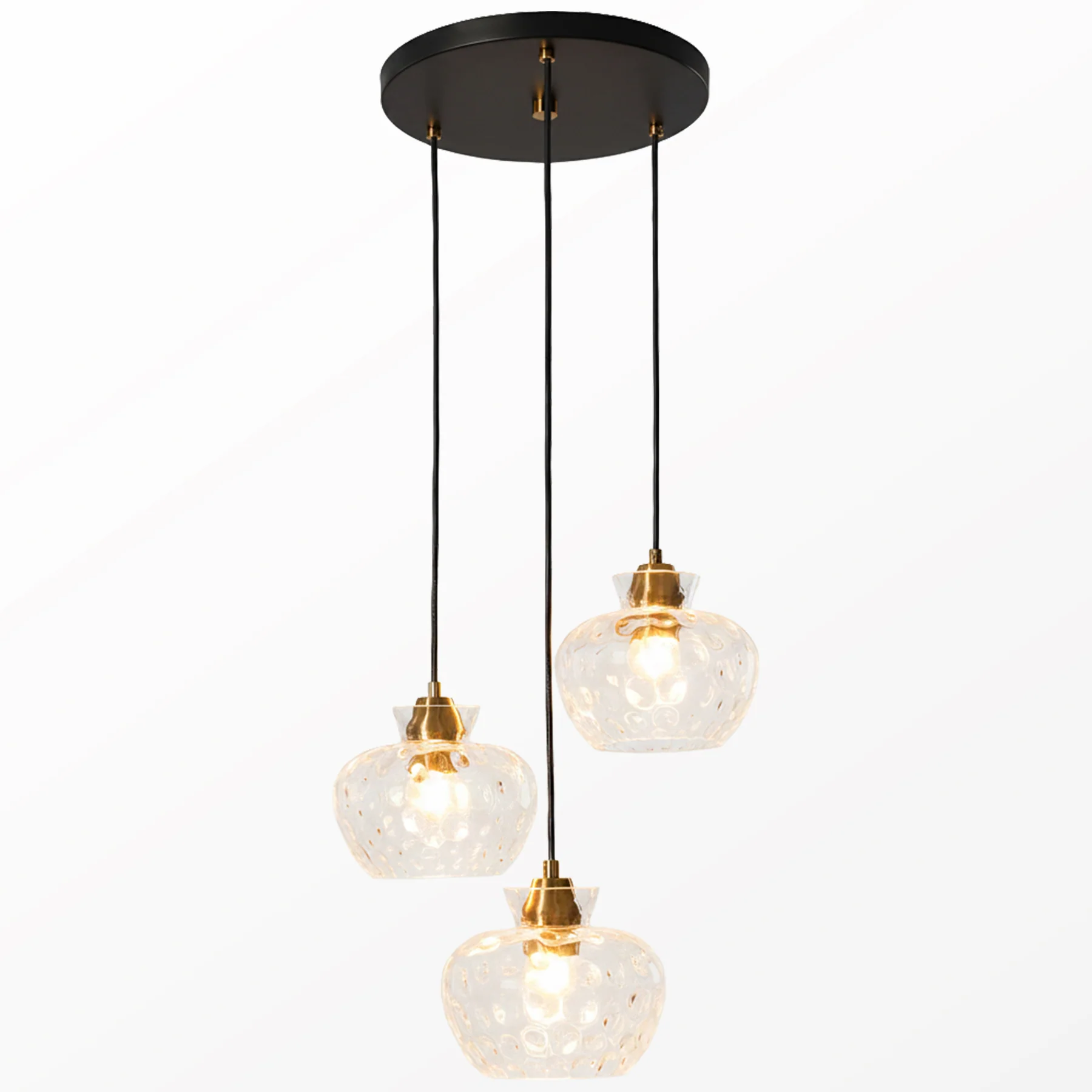 3-Light Pendant Lighting, Kitchen Ceiling Light Fixtures with Water Ripple Glass Shade - Image 10