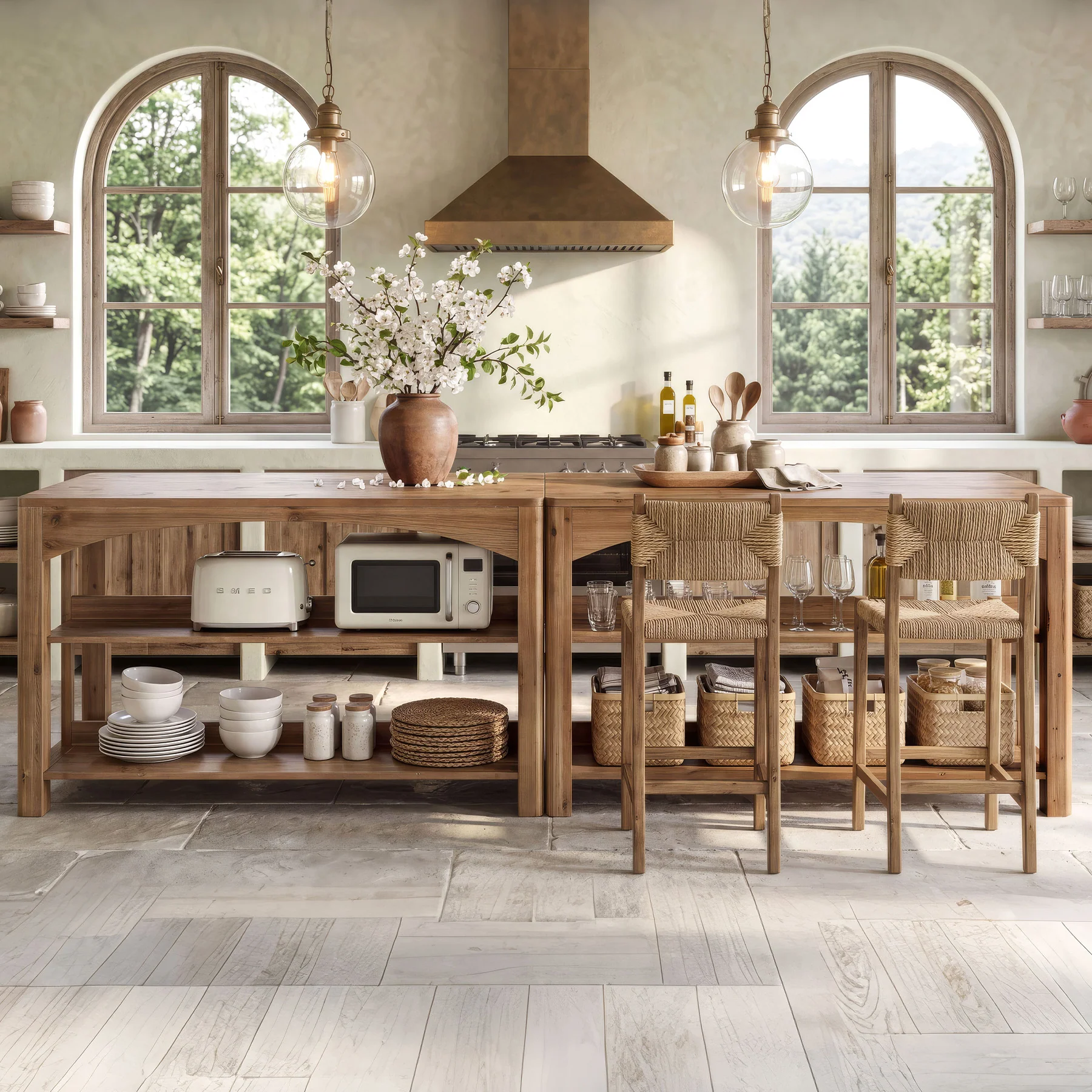 Tribesigns 59-Inch Kitchen Island, Solid Wood Island Table with 3-Tier Storage for Kitchen Dining Room - Image 13