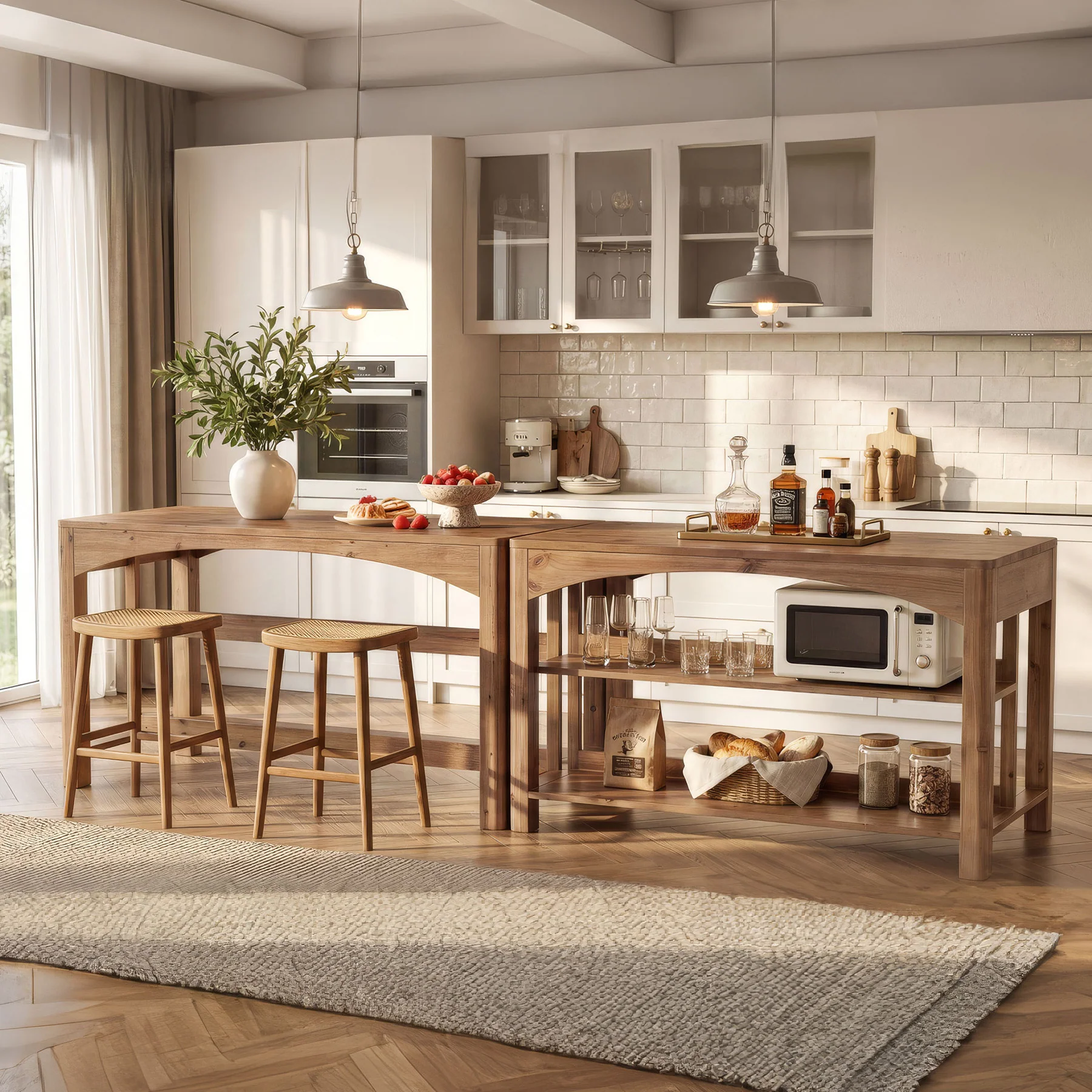 Tribesigns 59-Inch Kitchen Island, Solid Wood Island Table with 3-Tier Storage for Kitchen Dining Room - Image 14