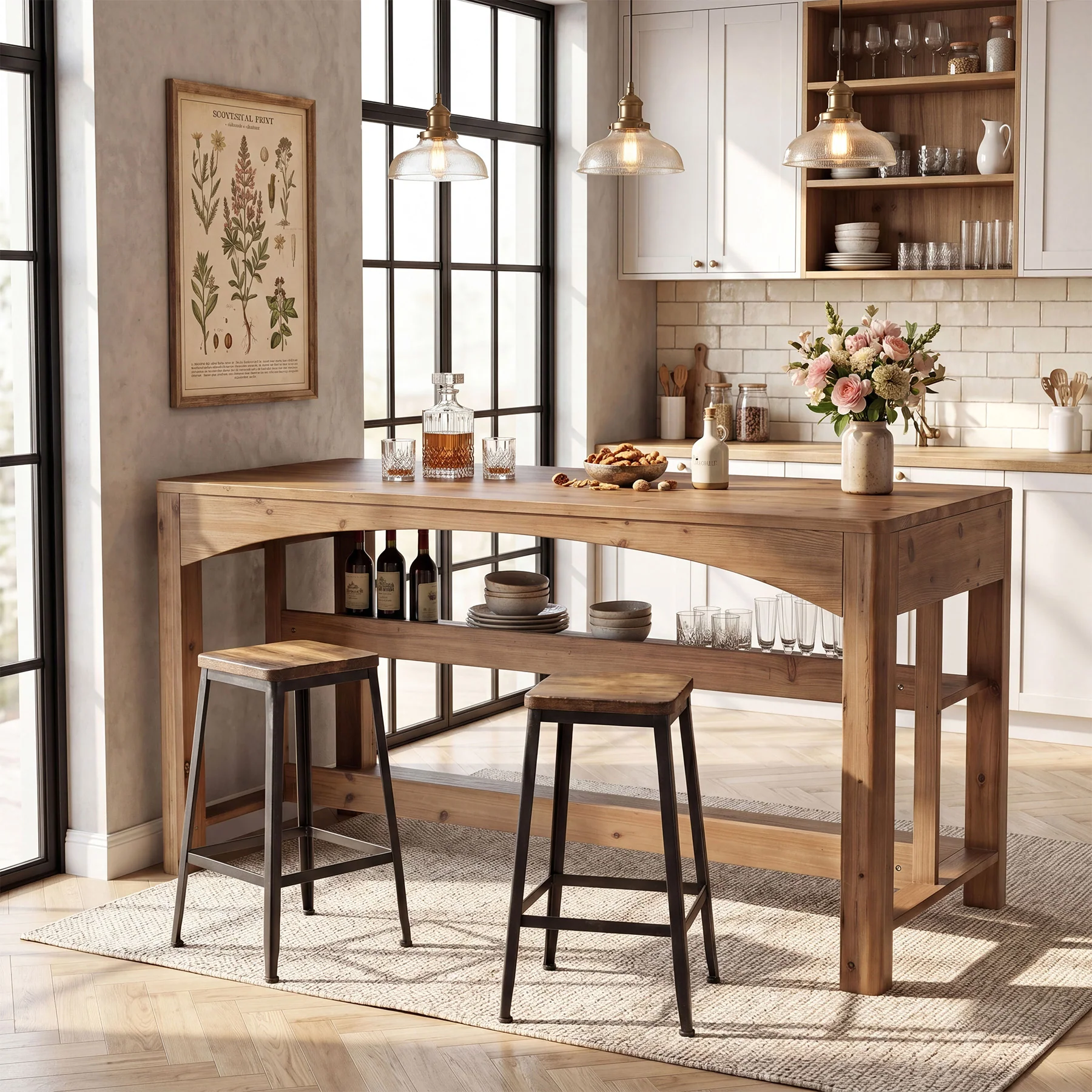 Tribesigns 59-Inch Kitchen Island, Solid Wood Island Table with 3-Tier Storage for Kitchen Dining Room - Image 15