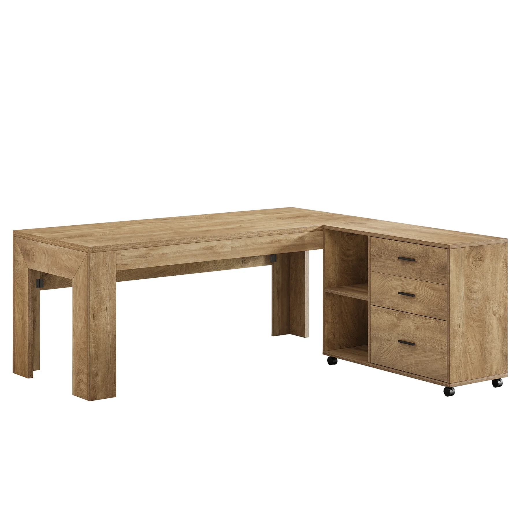 63" L-Shaped Desk, Executive Office Desk with Mobile Lateral File Cabinet - Image 10