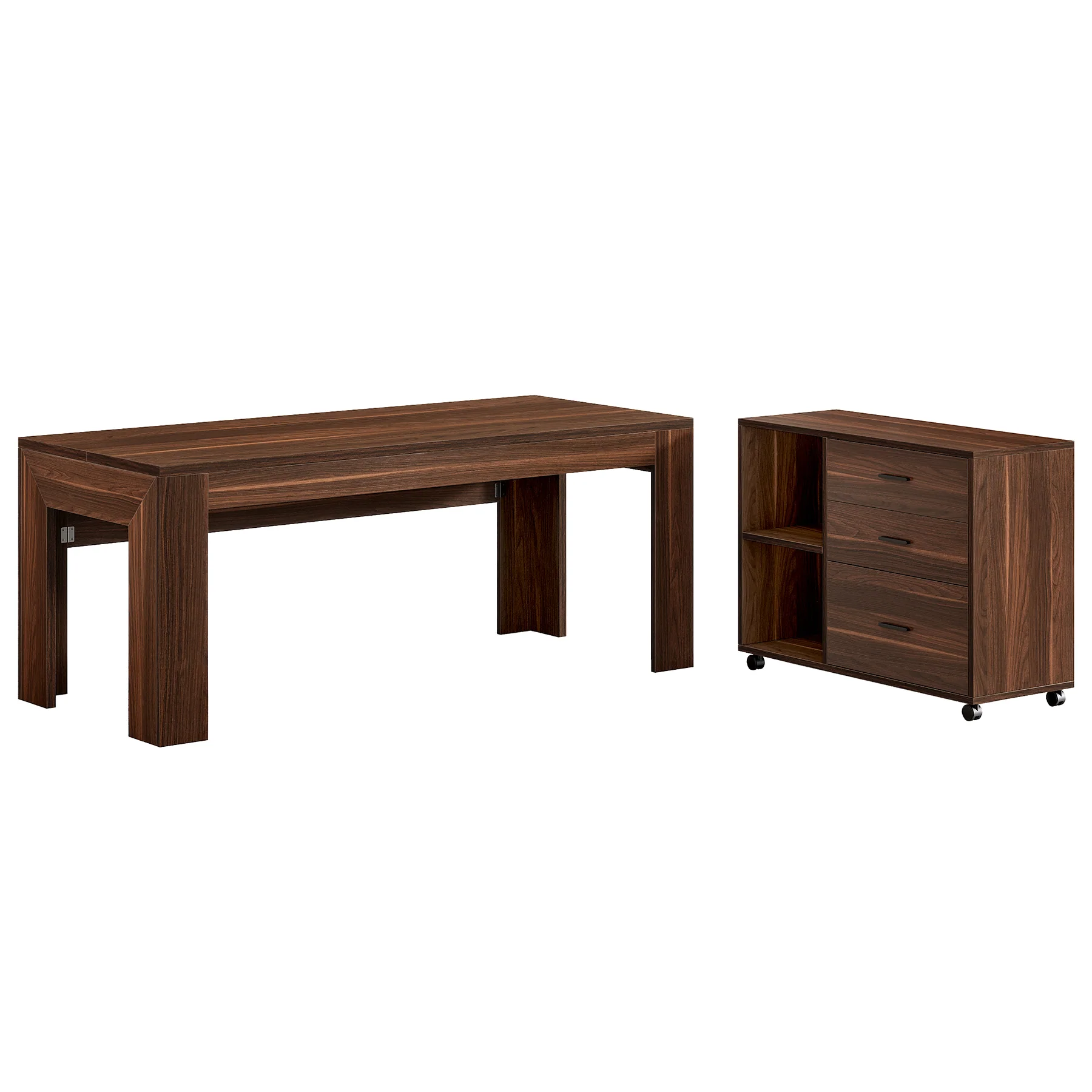 63" L-Shaped Desk, Executive Office Desk with Mobile Lateral File Cabinet - Image 9