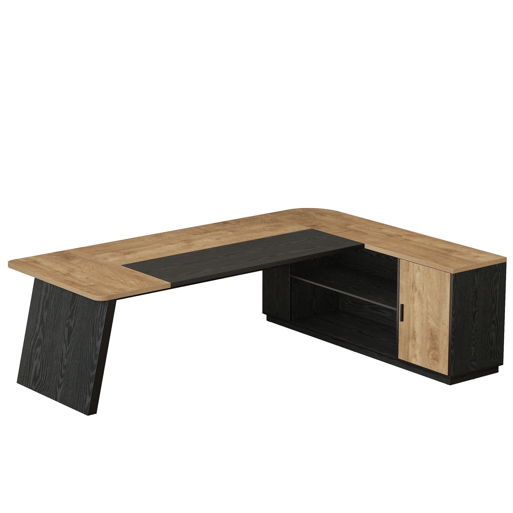 79" Executive Desk, L-Shaped Office Compter Desk with Cabinet for Home Office - Image 10