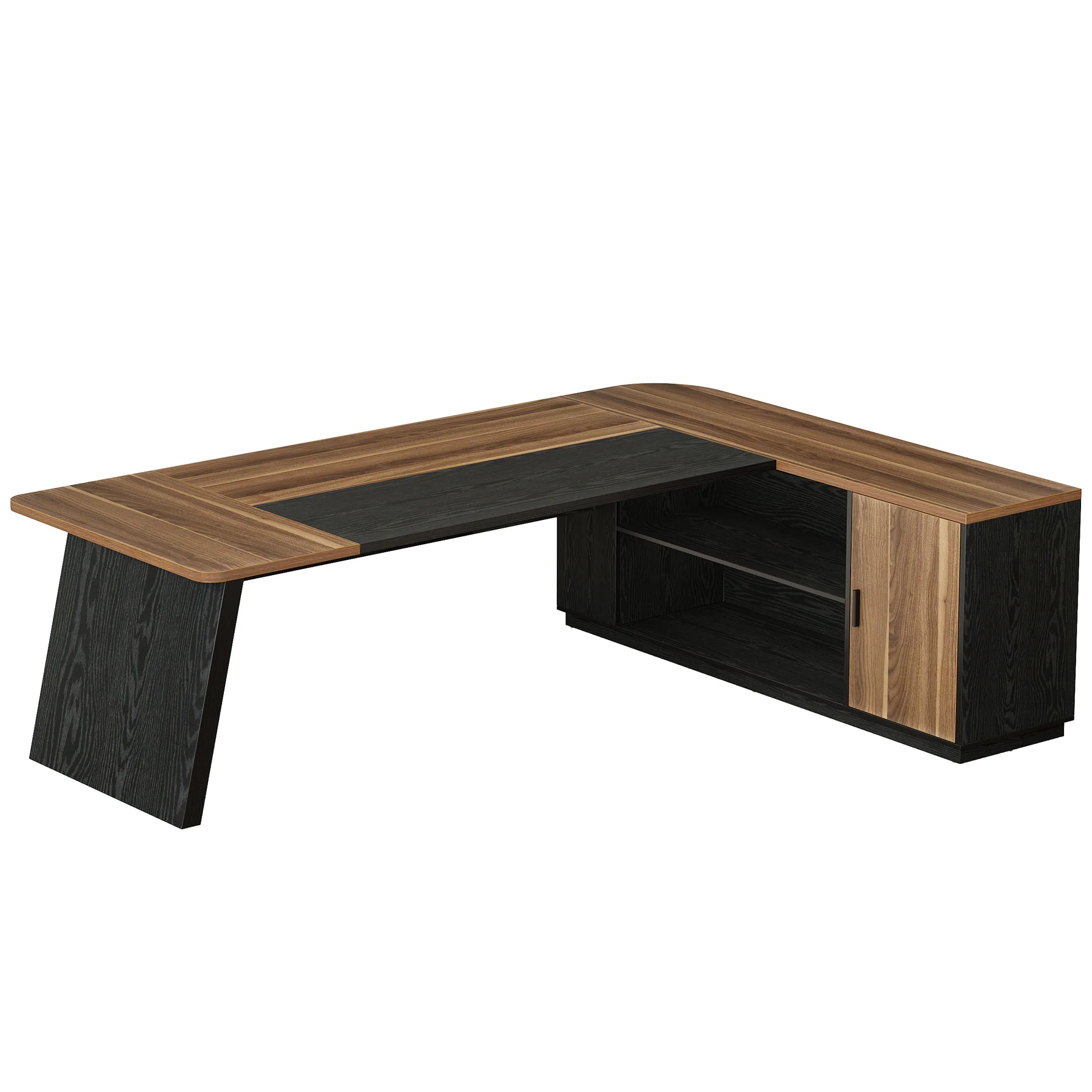 79" Executive Desk, L-Shaped Office Compter Desk with Cabinet for Home Office - Image 11