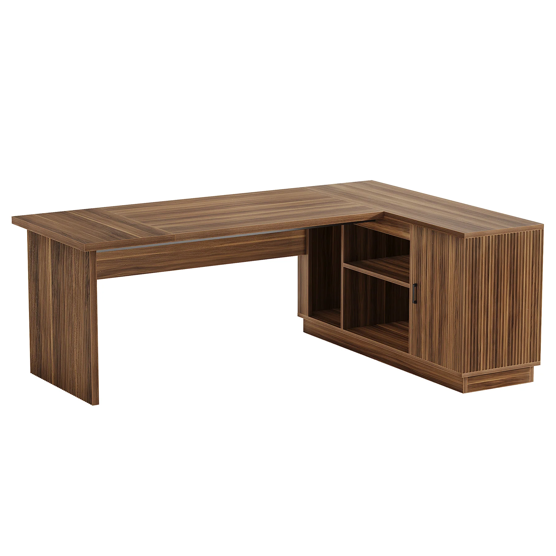 71" Executive Desk, L-Shaped Office Computer Table with File Cabinet - Image 9