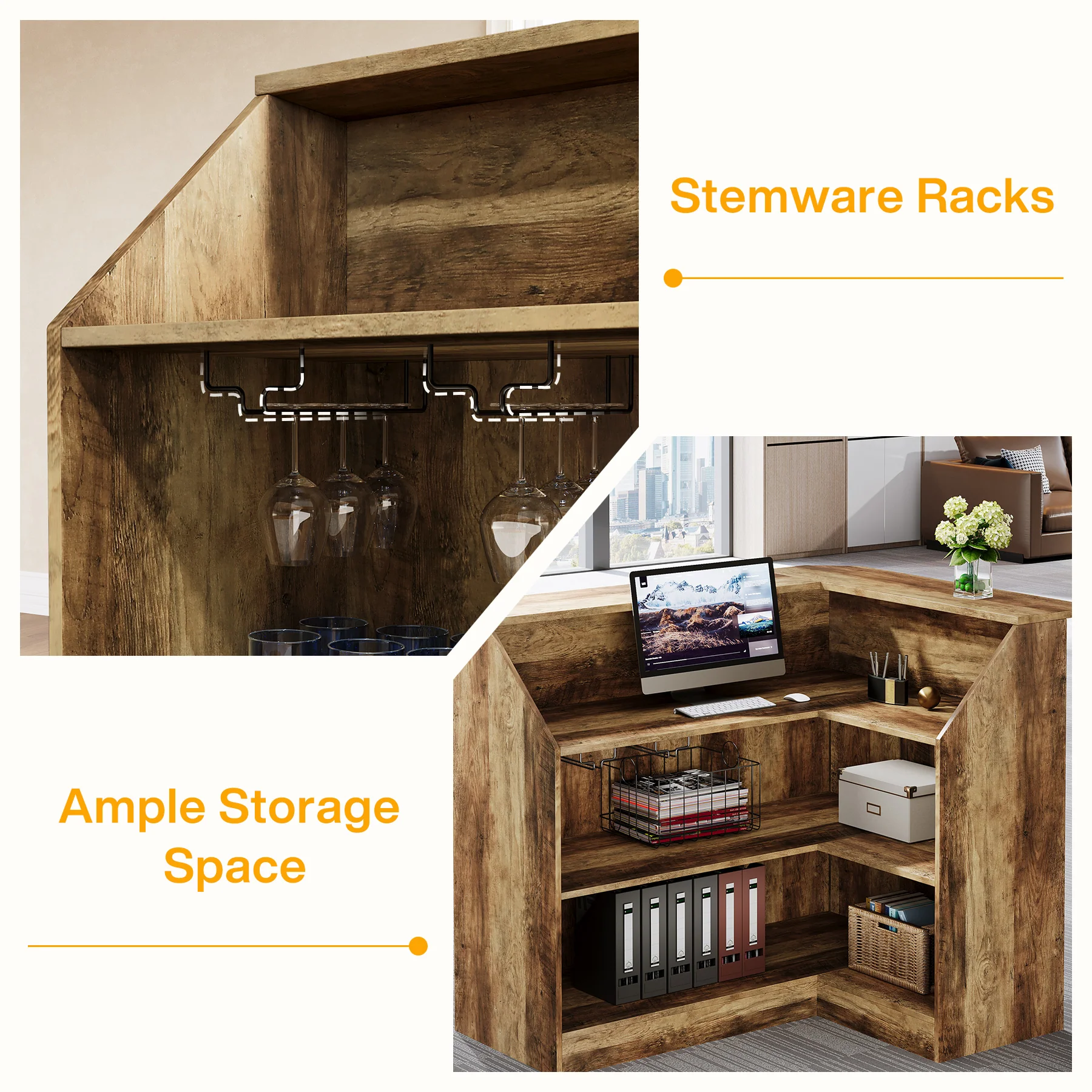 L-Shaped Reception Desk with Storage Shelves, Modern Front Desk for Small Office or Salon - Image 14