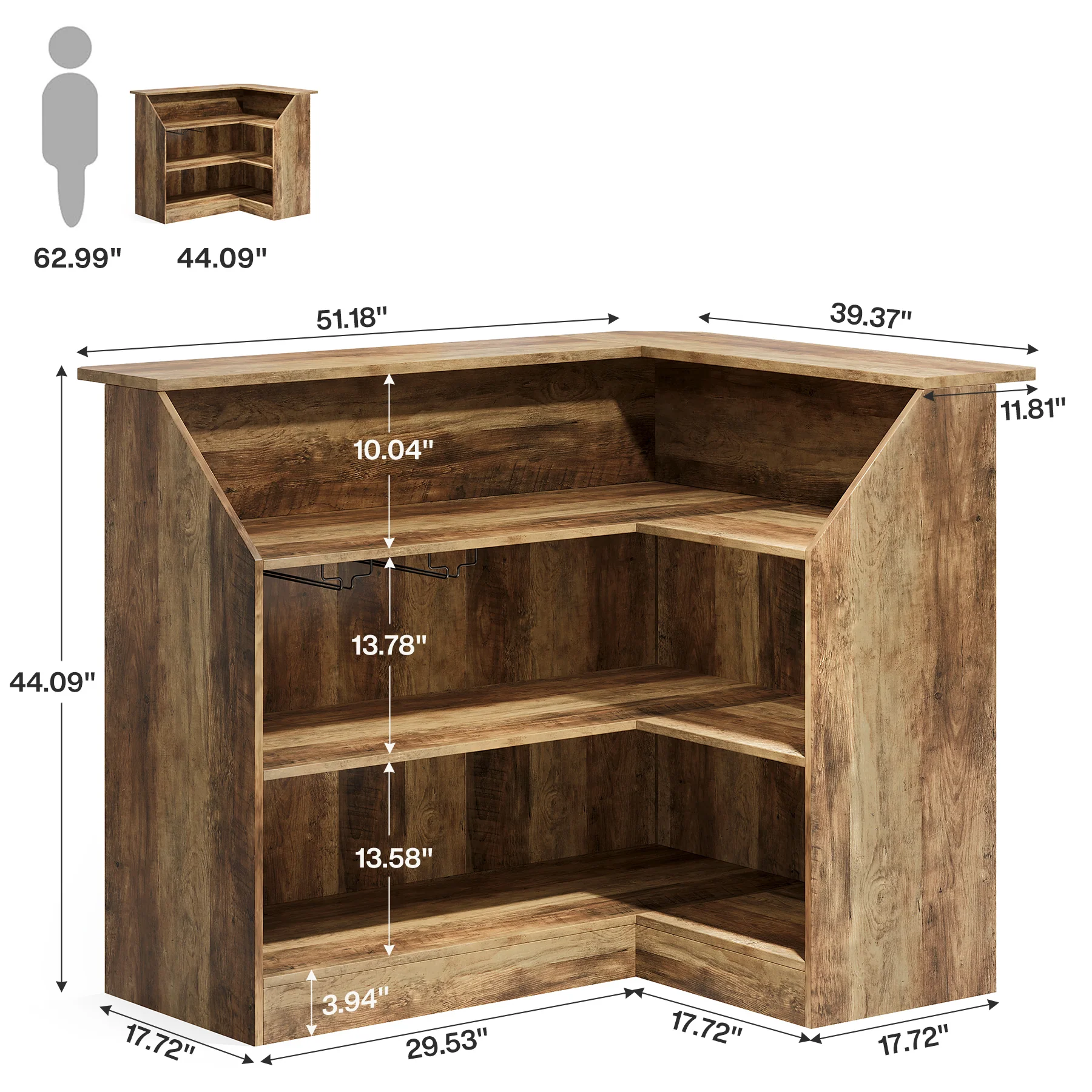 L-Shaped Reception Desk with Storage Shelves, Modern Front Desk for Small Office or Salon - Image 7