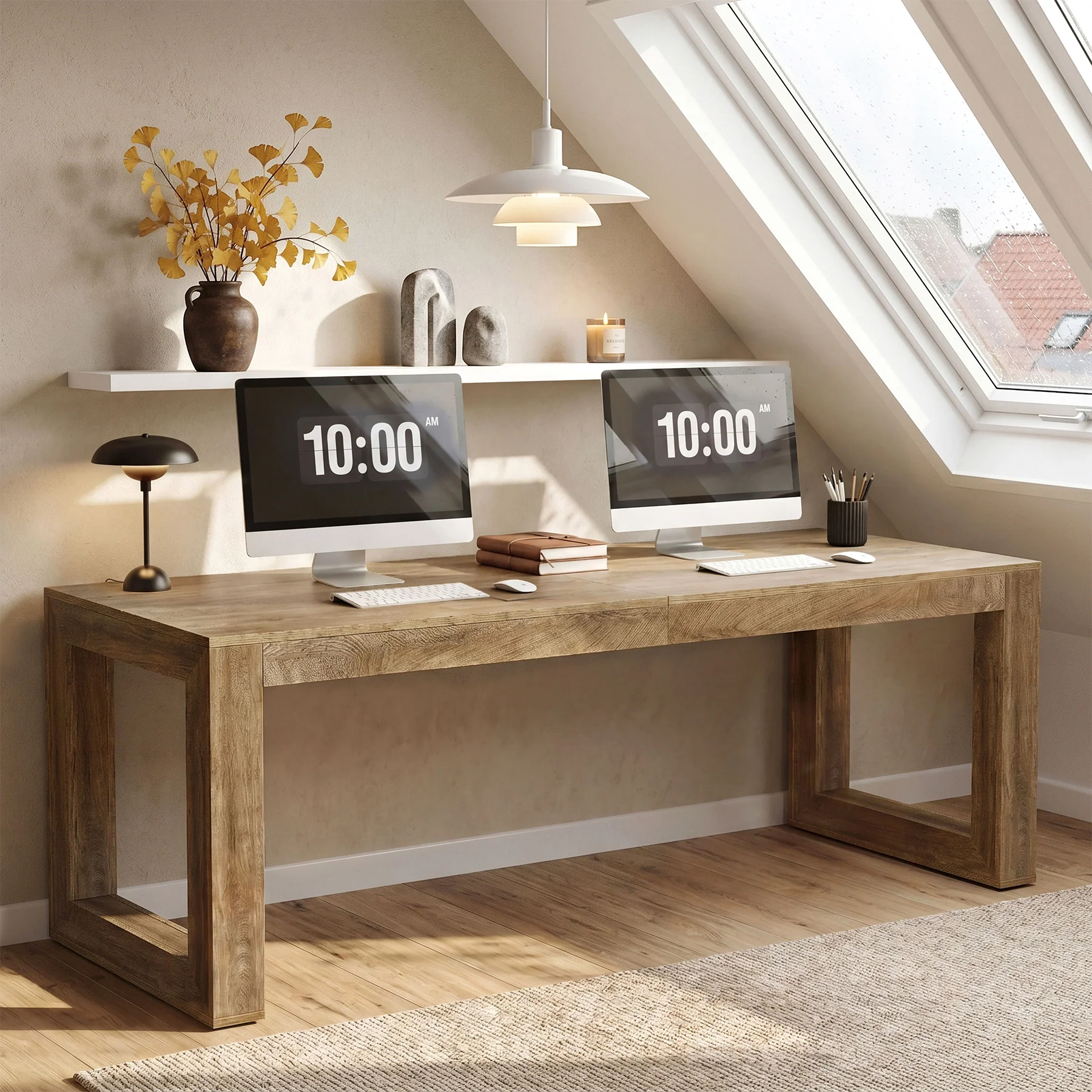 78.7" Executive Double Desks, Large Home Office Computer Writing Table