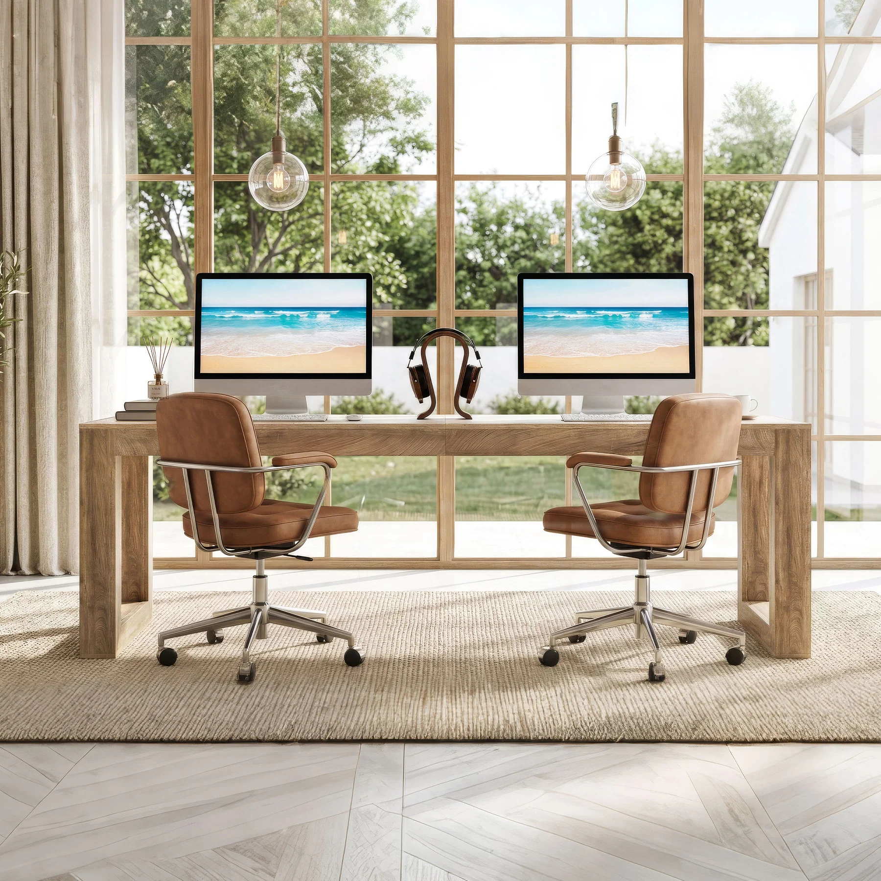 78.7" Executive Double Desks, Large Home Office Computer Writing Table - Image 3
