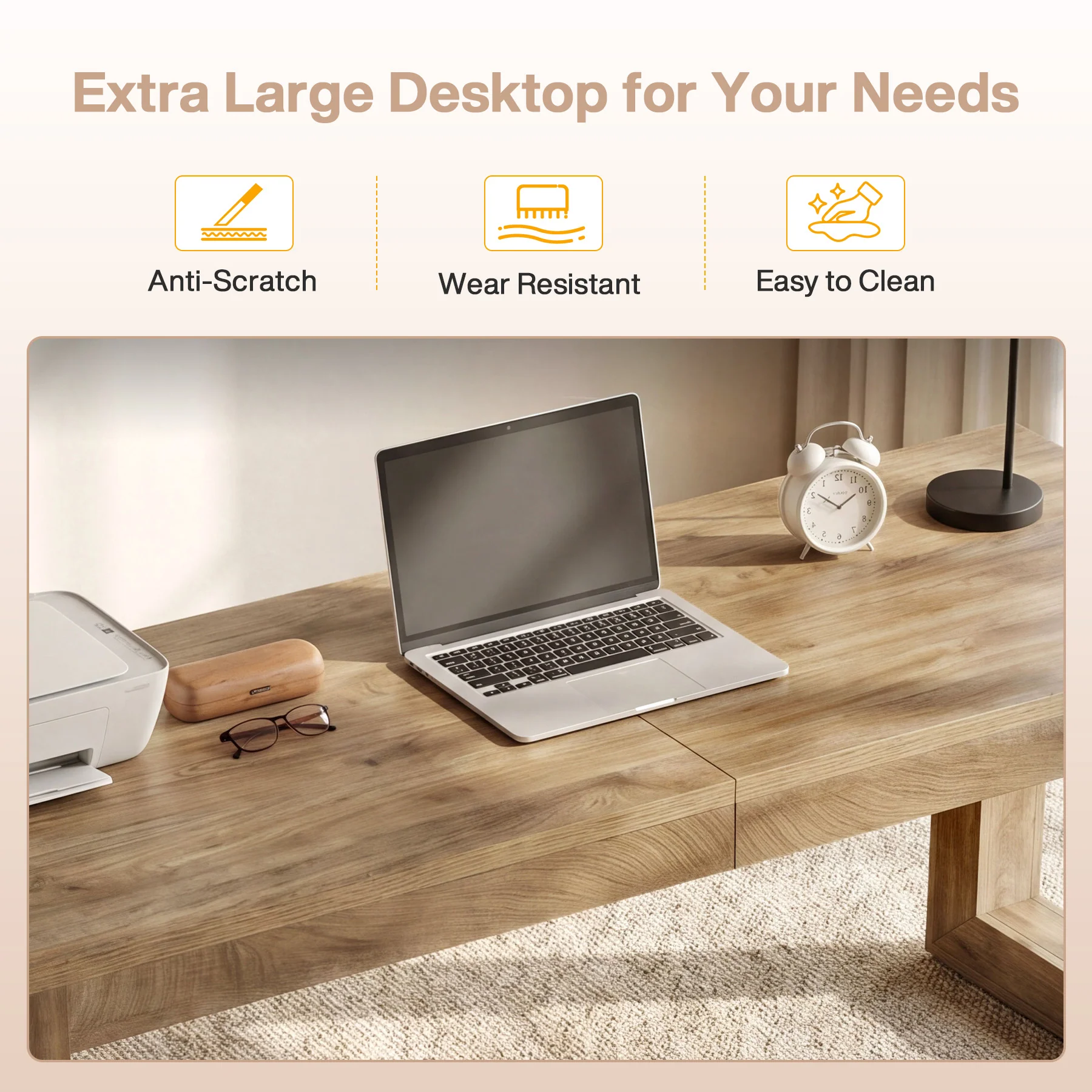 78.7" Executive Double Desks, Large Home Office Computer Writing Table - Image 7