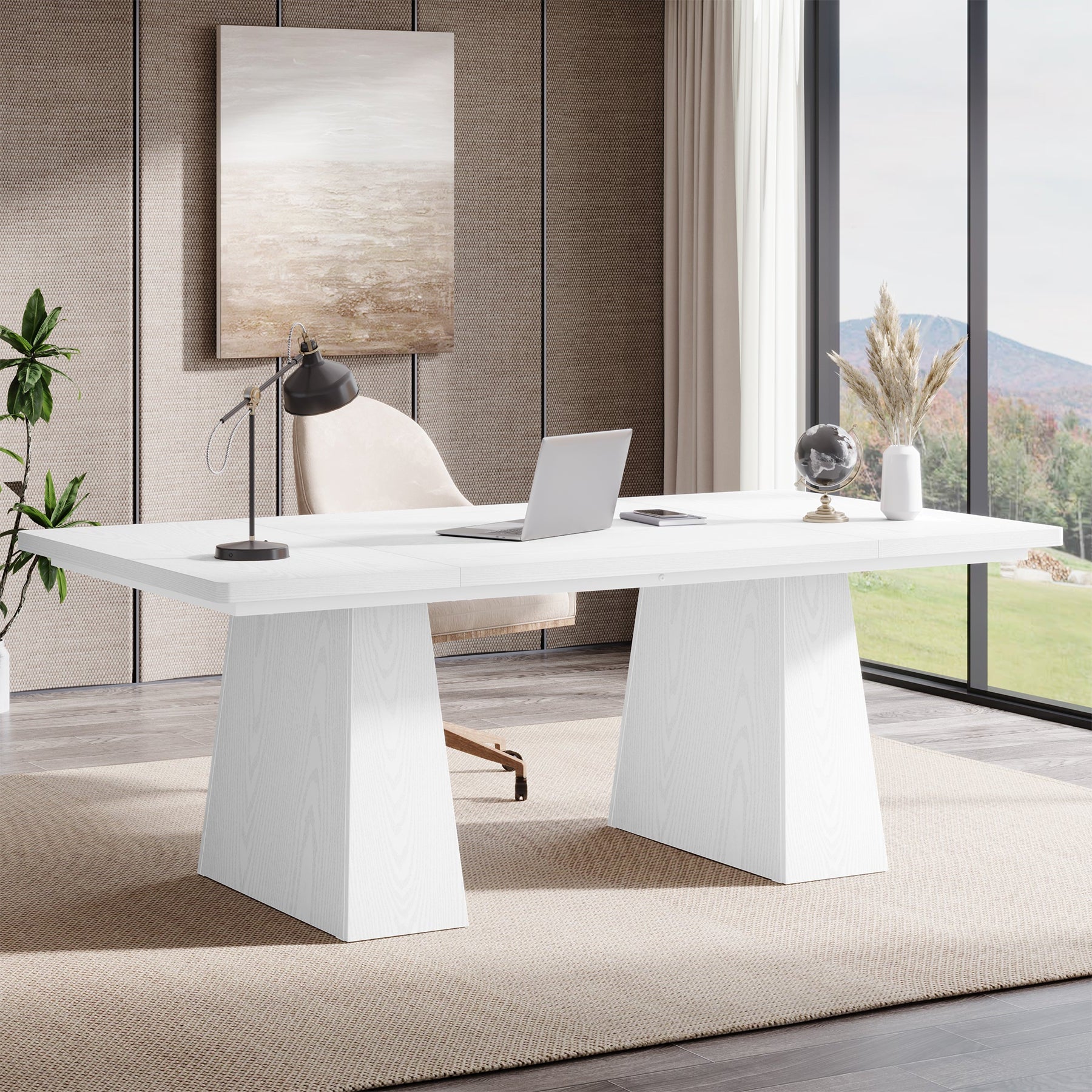 63" Modern Executive Desk, Large Office Computer Desk with Sturdy Double Pedestal - Image 18