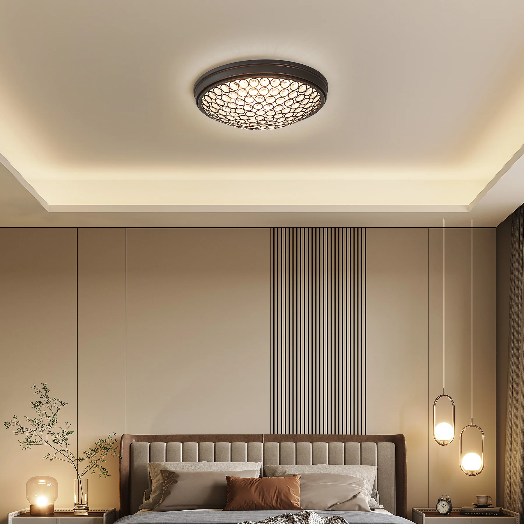 13" Ceiling Light Fixture, LED Flush Mount Ceiling Light with Modern Crystal - Image 3