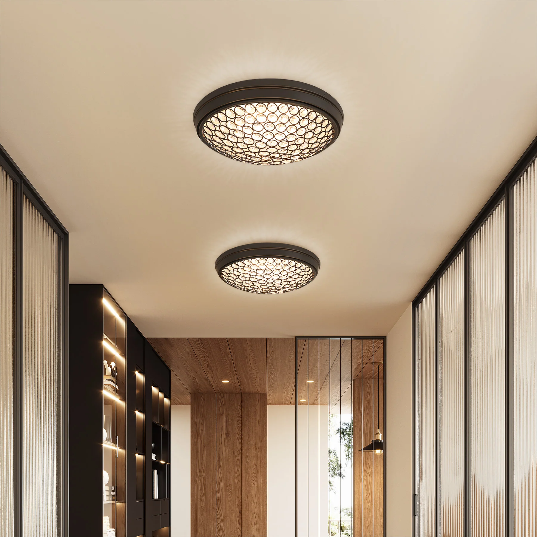 13" Ceiling Light Fixture, LED Flush Mount Ceiling Light with Modern Crystal - Image 4
