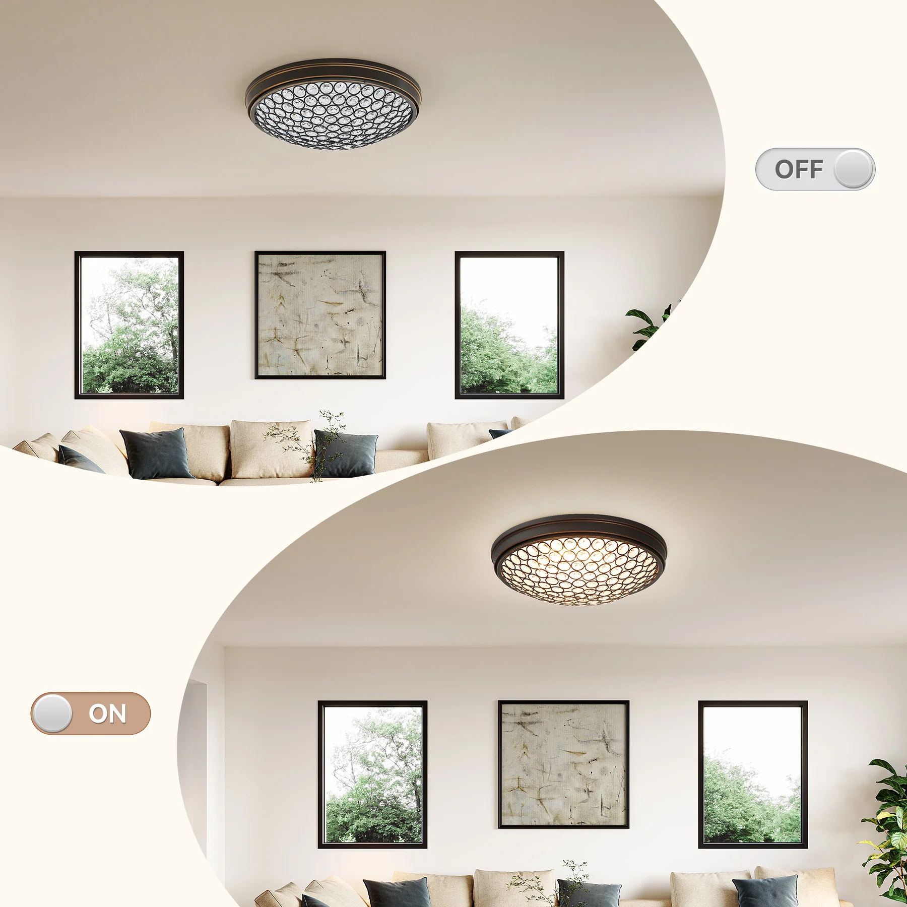 13" Ceiling Light Fixture, LED Flush Mount Ceiling Light with Modern Crystal - Image 7