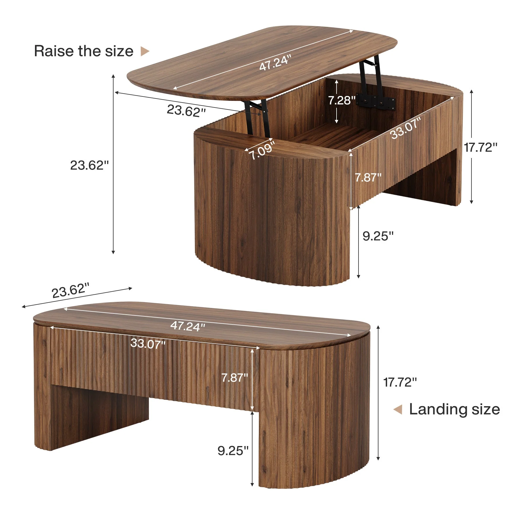 47" Coffee Table, Lift Top Accent Table With Hidden Compartment And Storage Shelf - Image 2