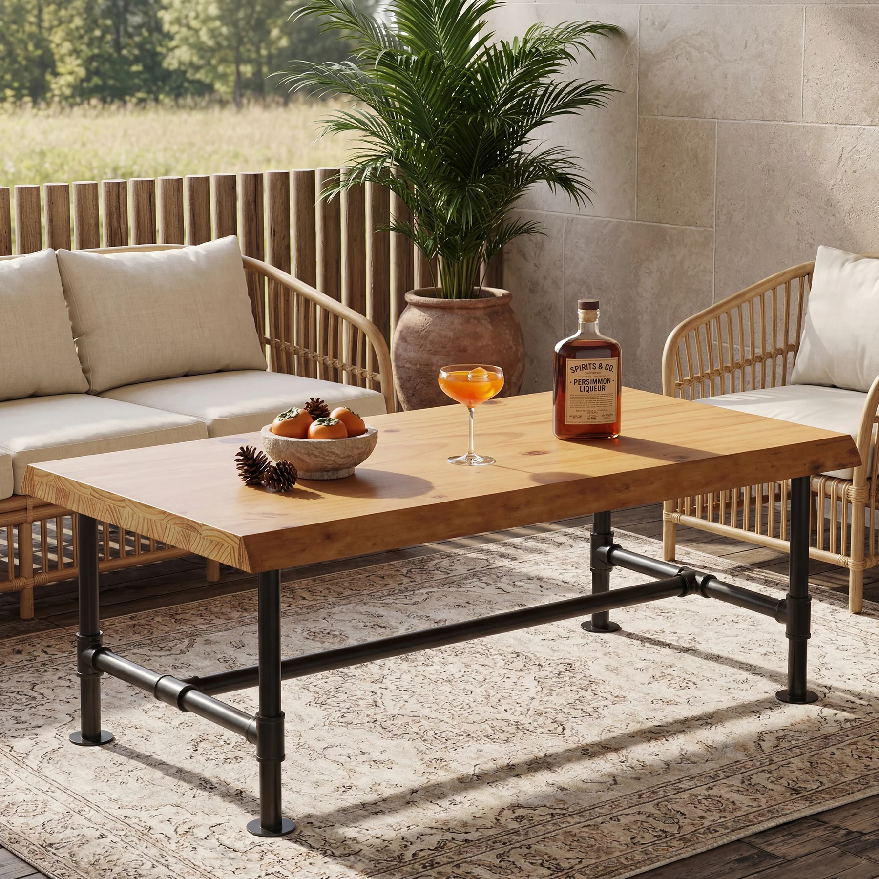 Tribesigns 47.2" Live Edge Coffee Table, Pine Wood Center Table for Living Room - Image 7