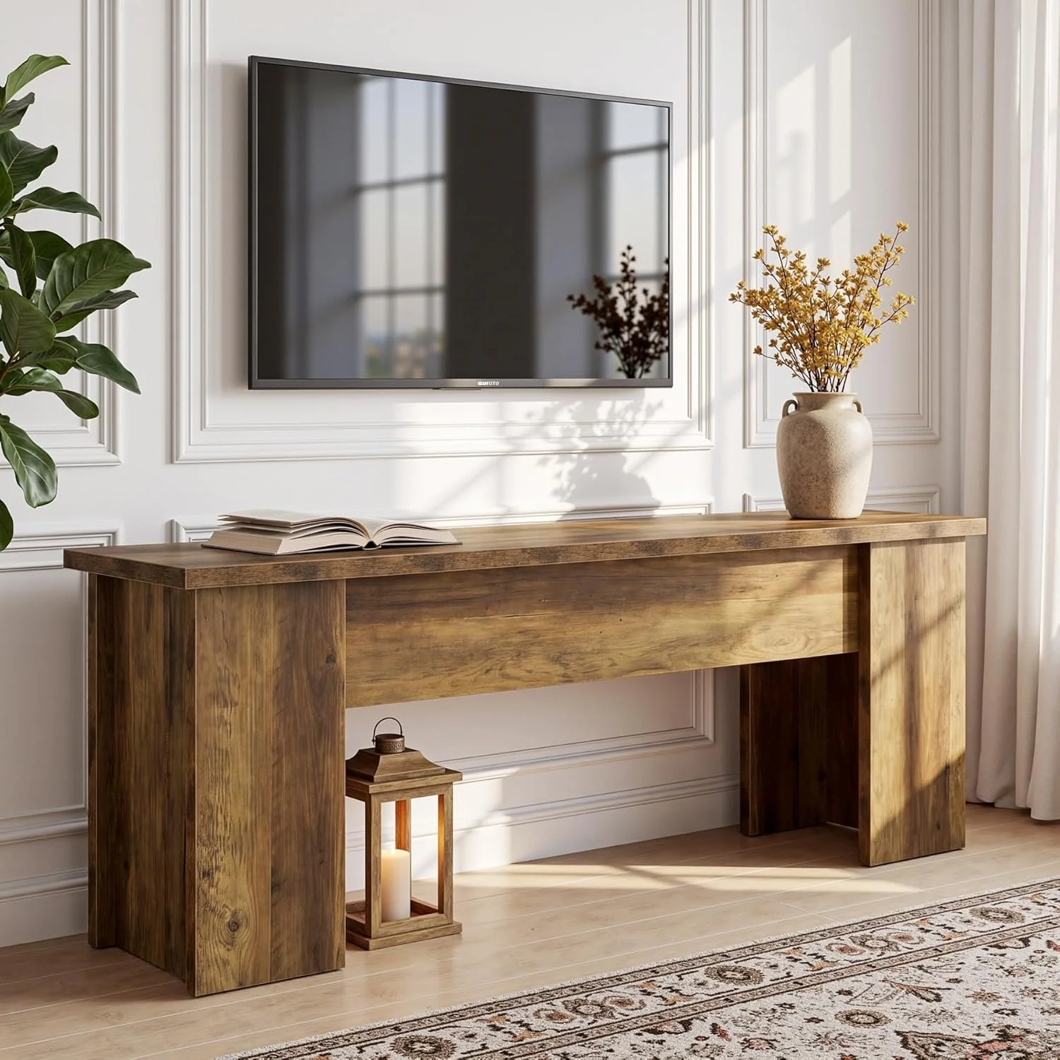 63" Farmhouse TV Stand, Long Media Console Television Stands for 55/60/65/75 Inches TVs - Image 4