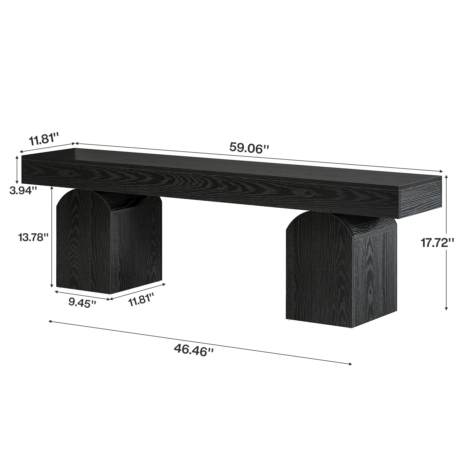 59" Entryway Bench, Long Shoe Bench with Arched Bases - Image 2