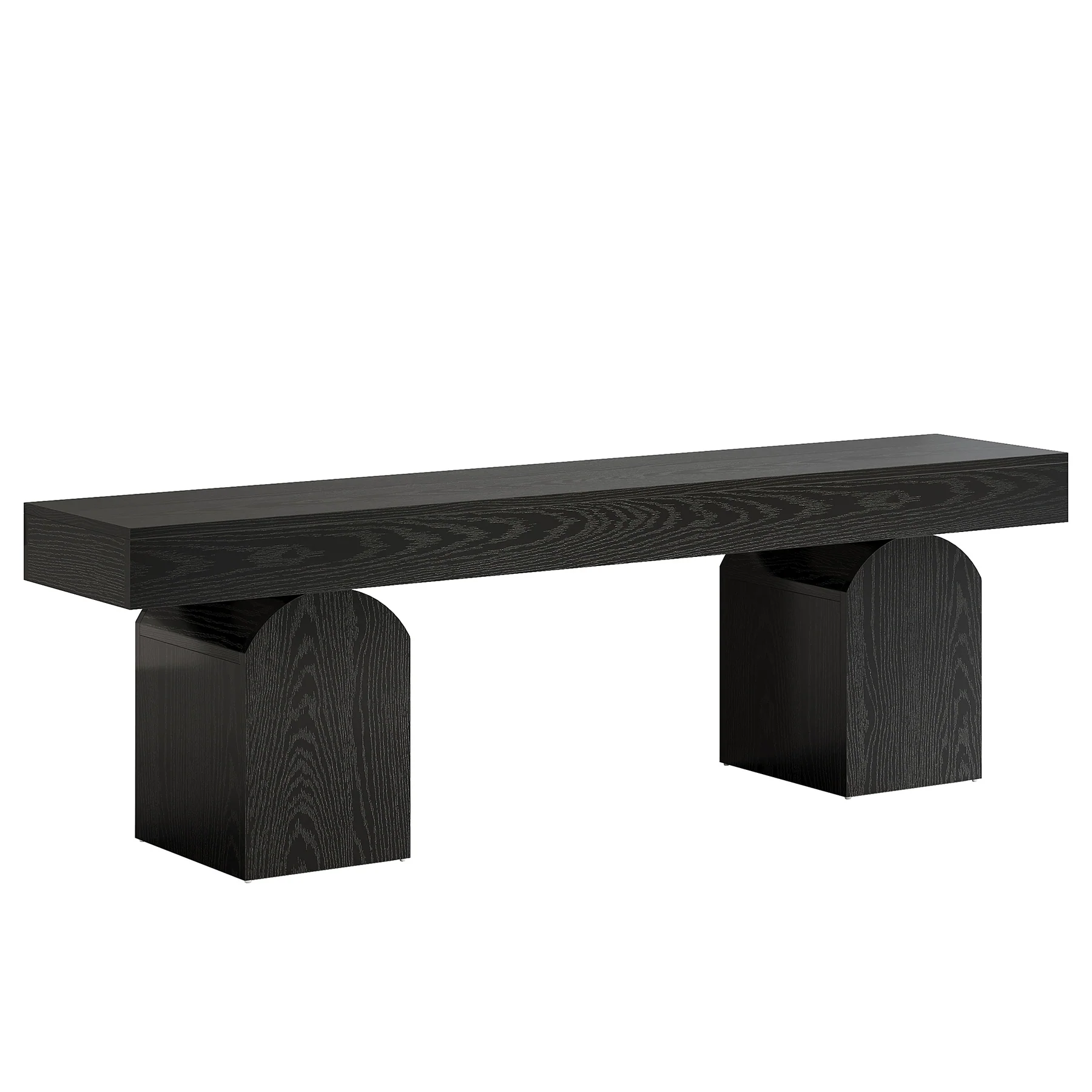 59" Entryway Bench, Long Shoe Bench with Arched Bases - Image 9