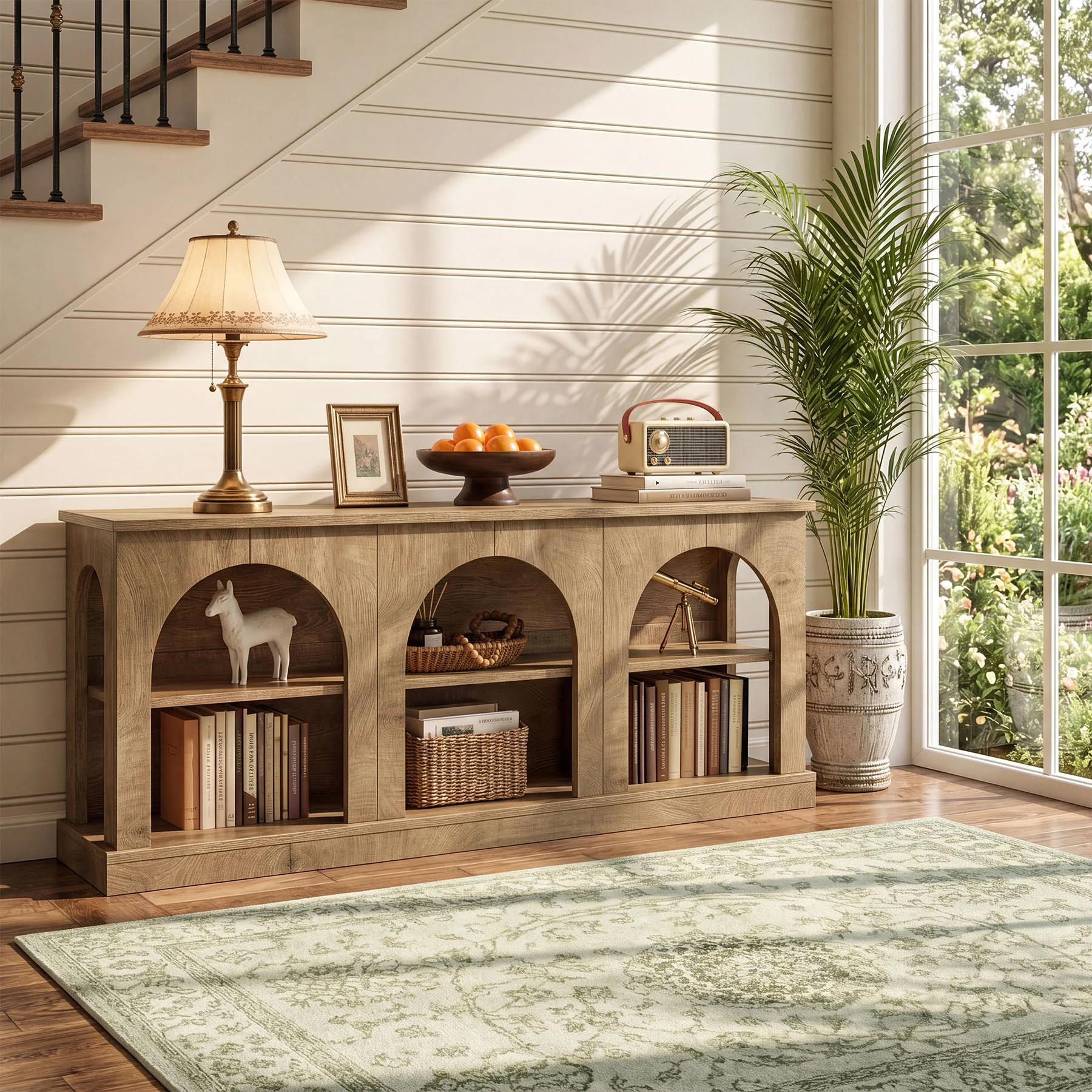 63" Arched Entryway Table, Low Profile Console Table for Hallway - Image 4