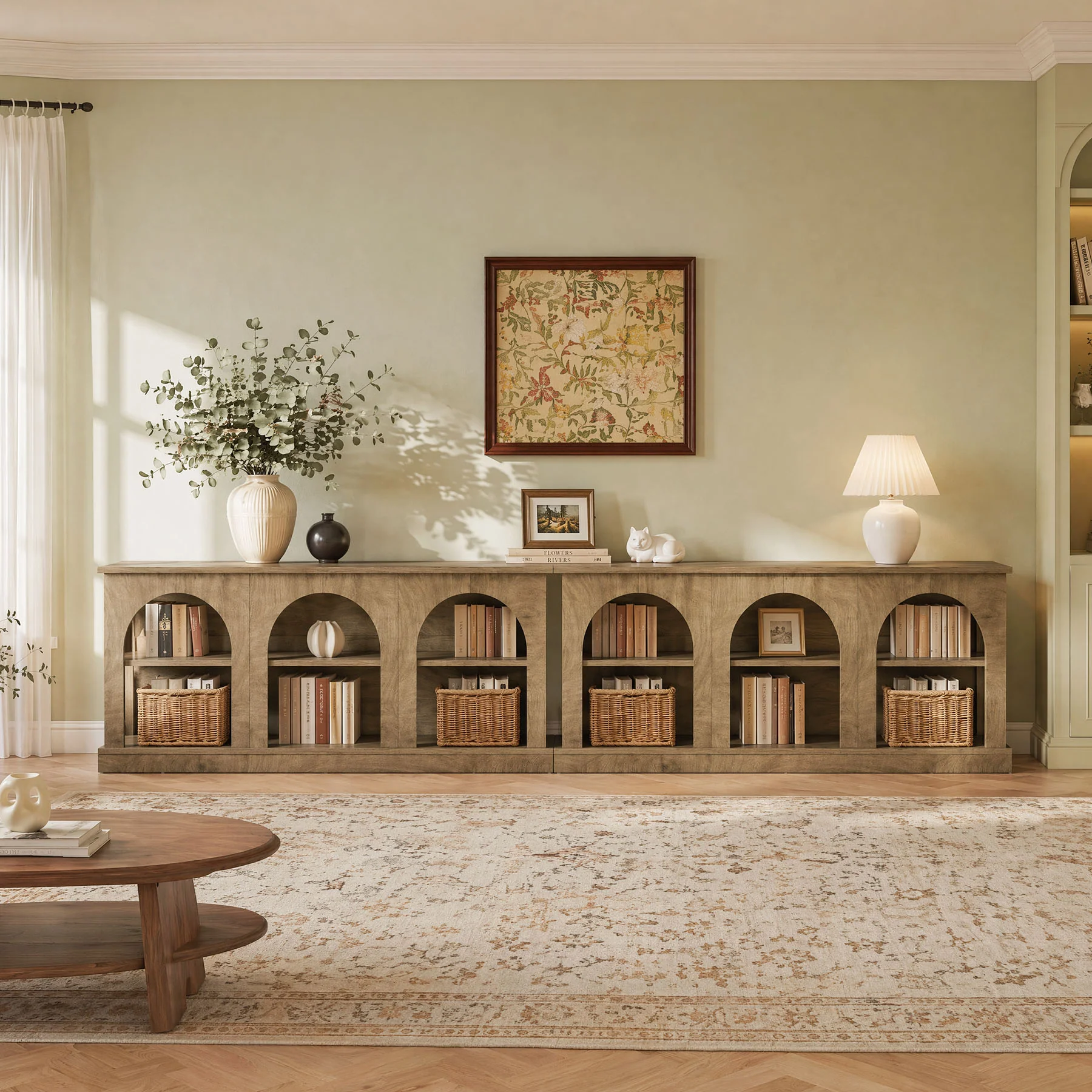 63" Arched Entryway Table, Low Profile Console Table for Hallway - Image 6