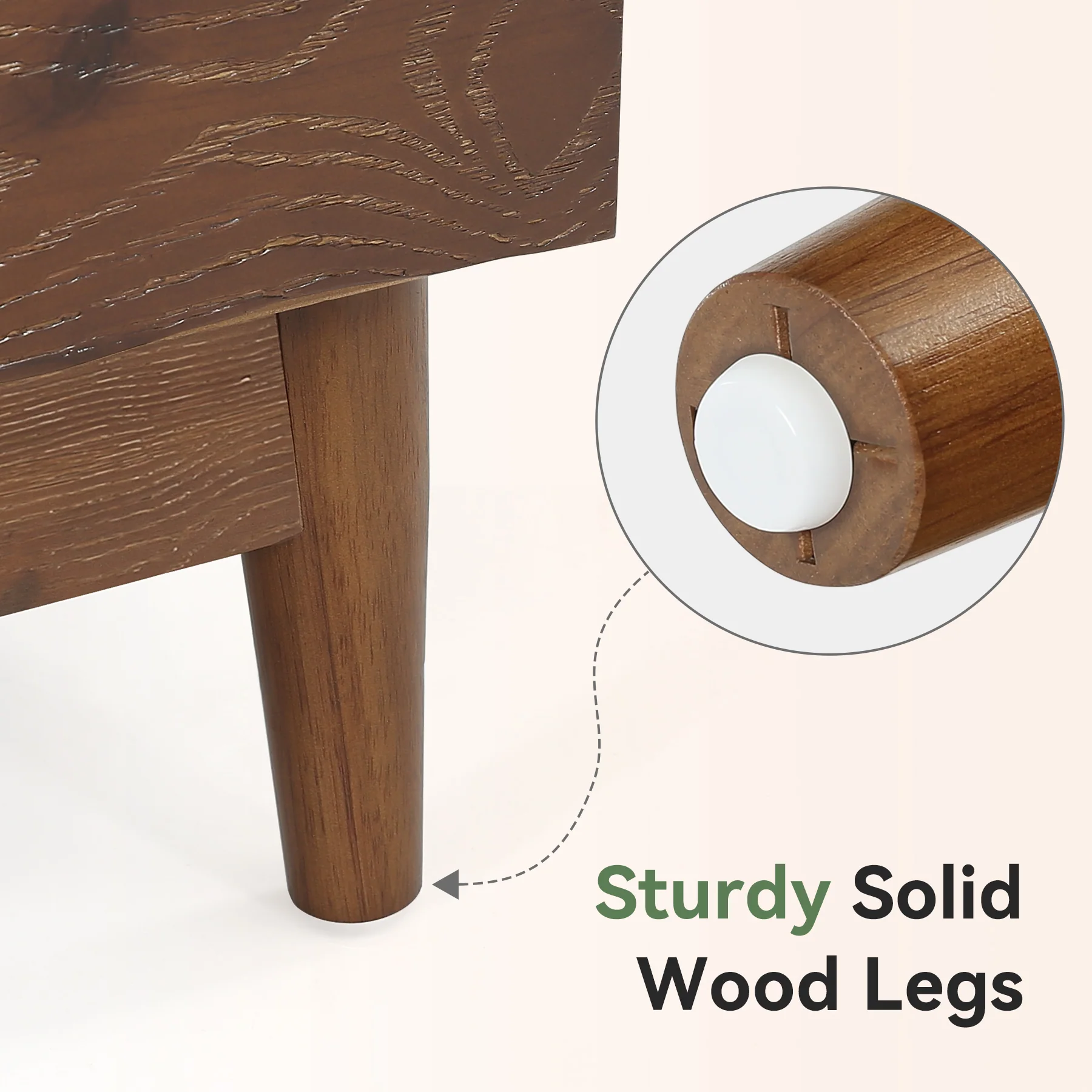 23.6" Solid Wood Nightstand, Mid-Century End Table with 2 Storage Drawers - Image 9