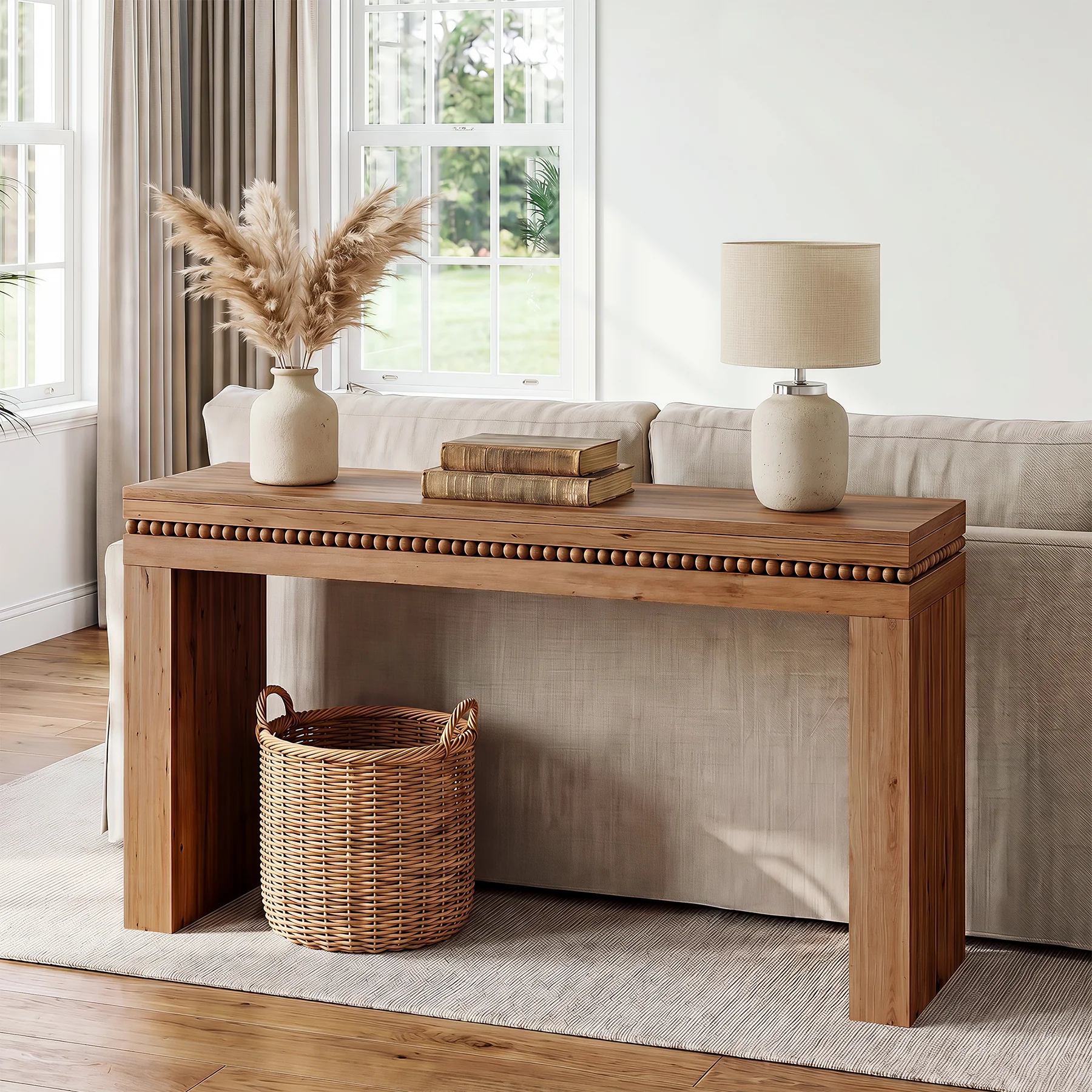 63" Solid Wood Console Table, Mid-Century Sofa Table Behind the Couch for Hallway Foyer - Image 4