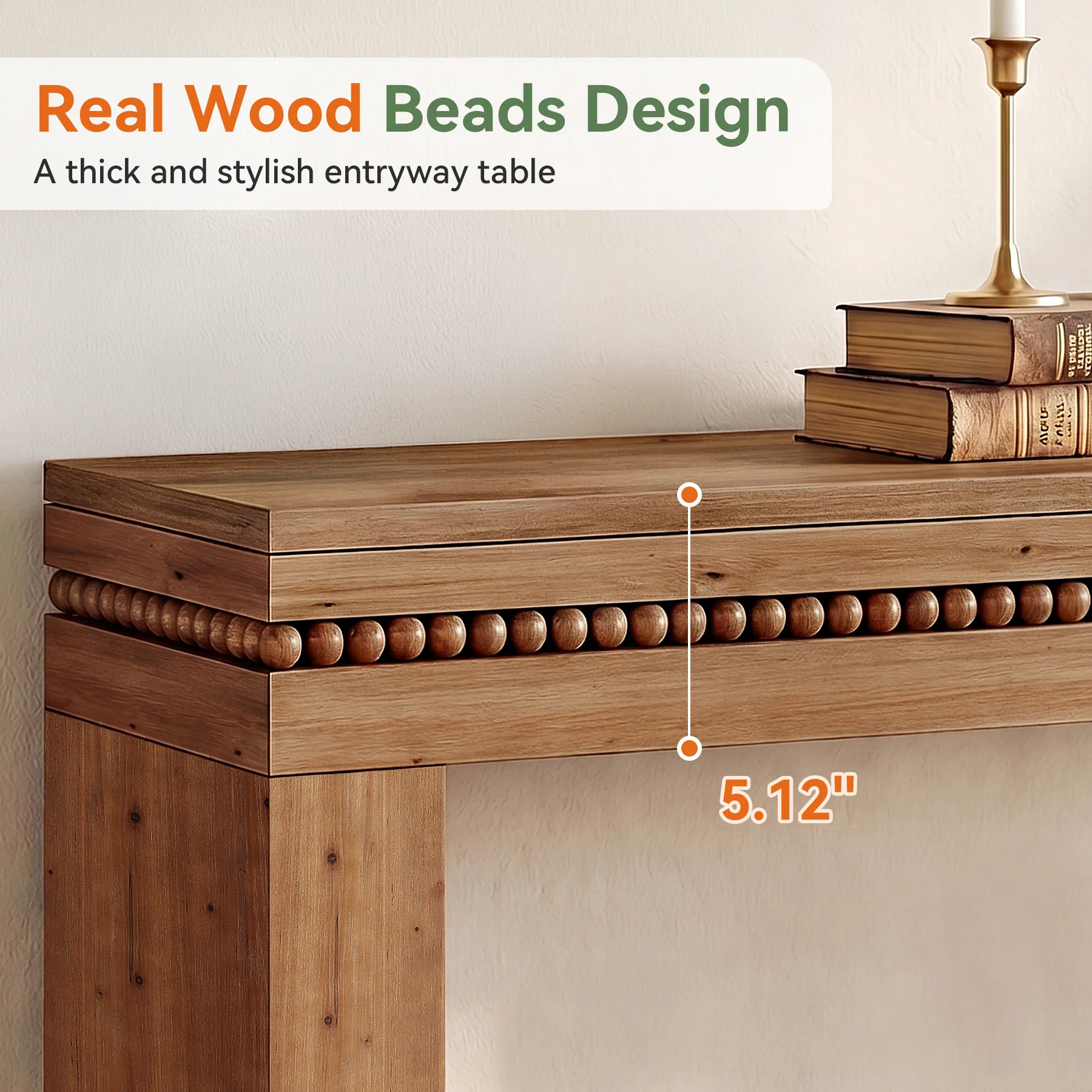 63" Solid Wood Console Table, Mid-Century Sofa Table Behind the Couch for Hallway Foyer - Image 6