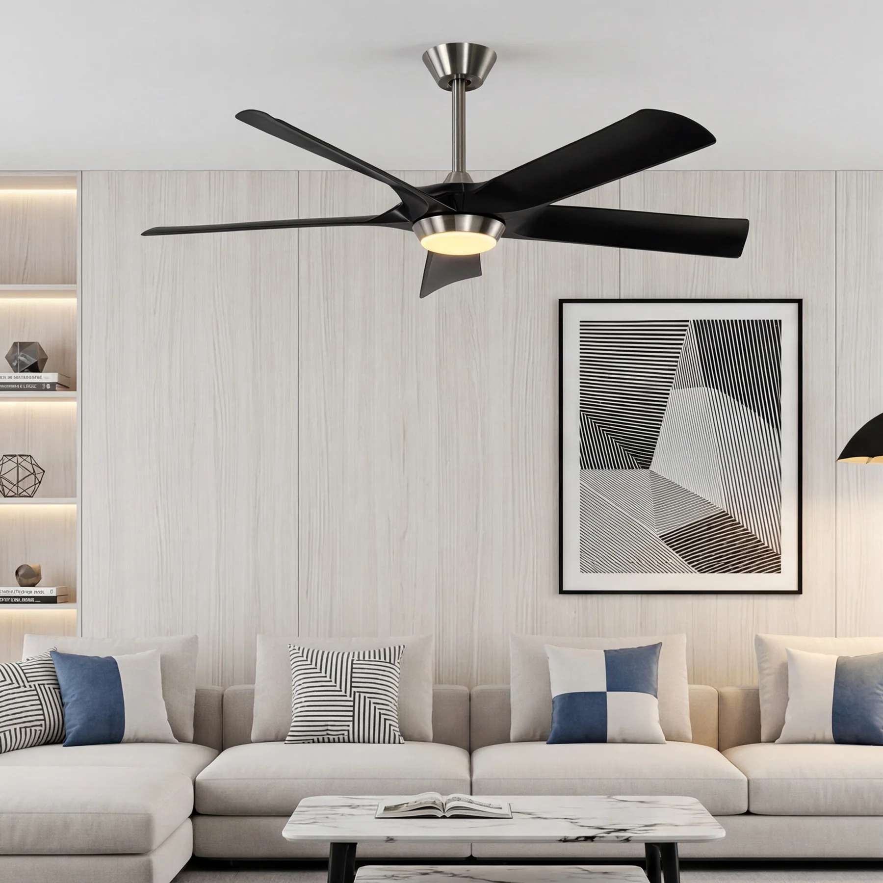 52" Ceiling Fan, Modern 5-Blade Dimmable LED Reversible Fan Light for Living Room - Image 4