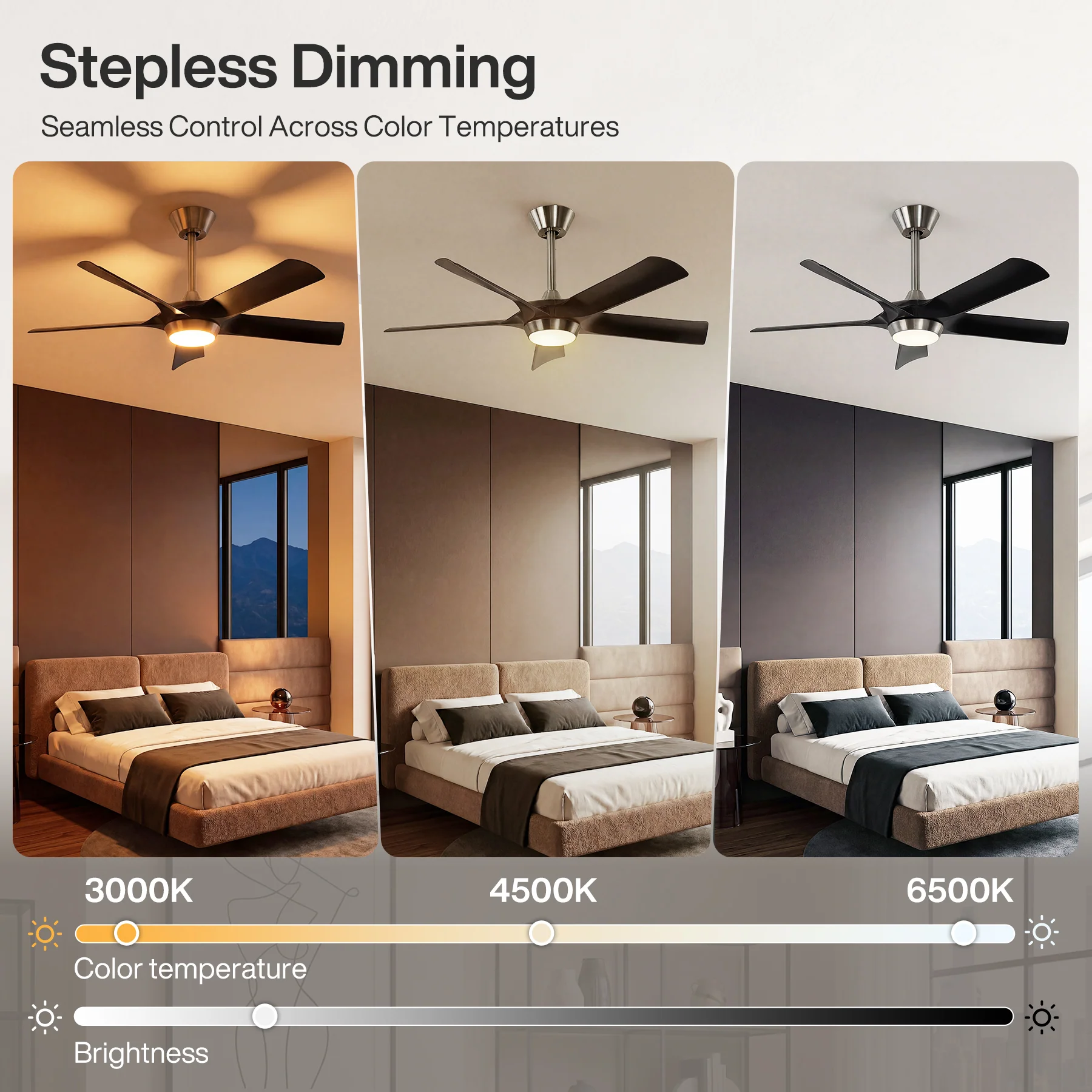 52" Ceiling Fan, Modern 5-Blade Dimmable LED Reversible Fan Light for Living Room - Image 6