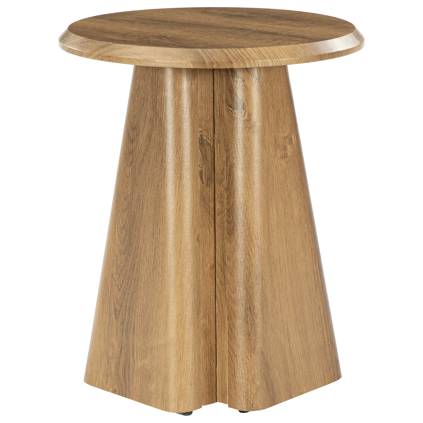 23.6" Round End Table, Modern Accent Side Table with Fluted Pedestal Base - Image 10