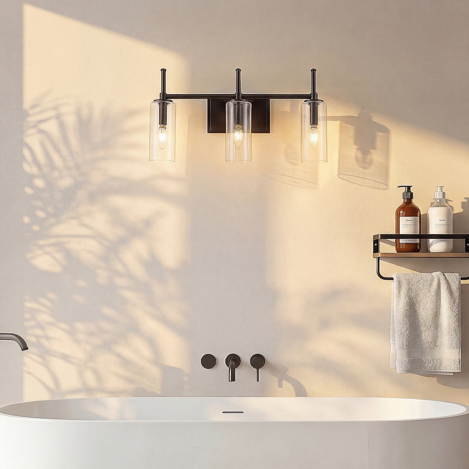 3-Light Vanity Light Fixture, Modern Bathroom Wall Sconce with Clear Glass Shades - Image 5