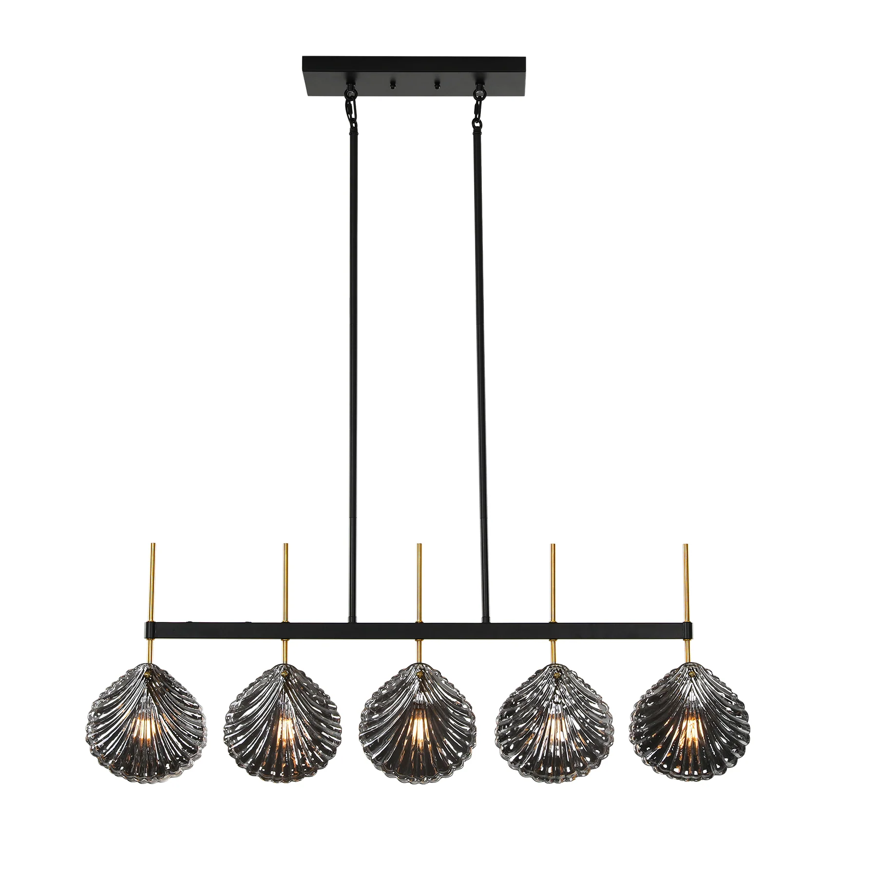 5-light Linear Chandelier, Modern Ceiling Lighting With Smoky Gray Glass Shades For Dining Room - Image 9