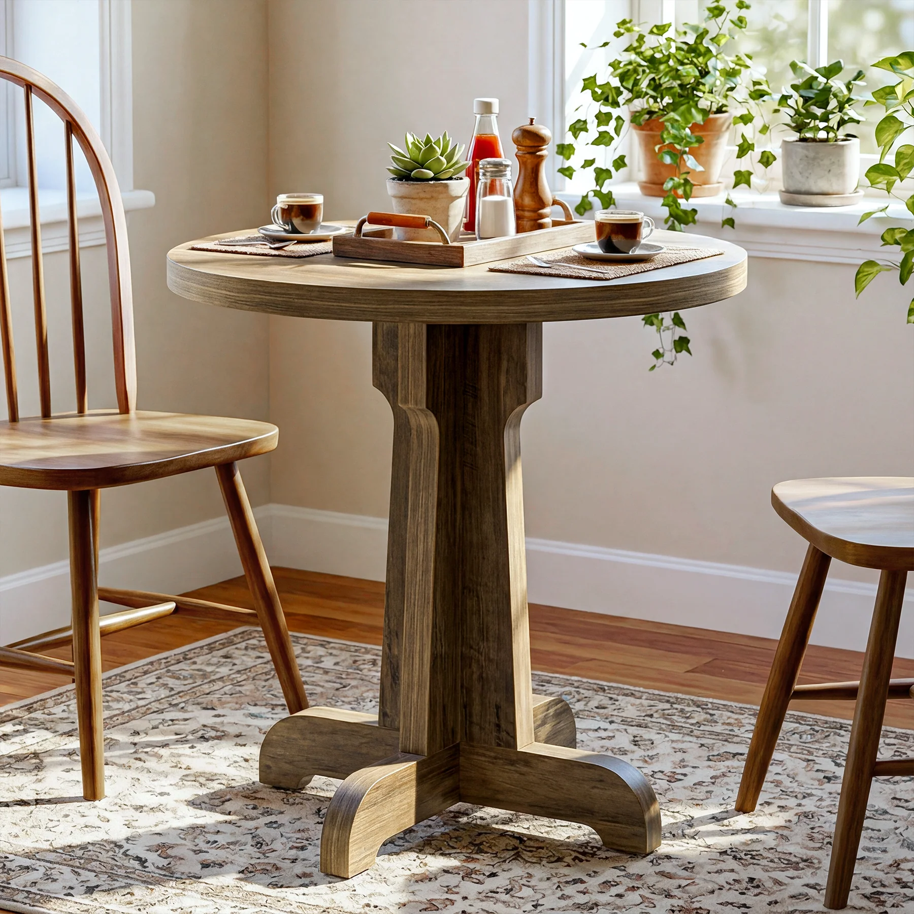 23.6" Round Dining Table, Modern Commercial Dinner Table for 2 People - Image 3