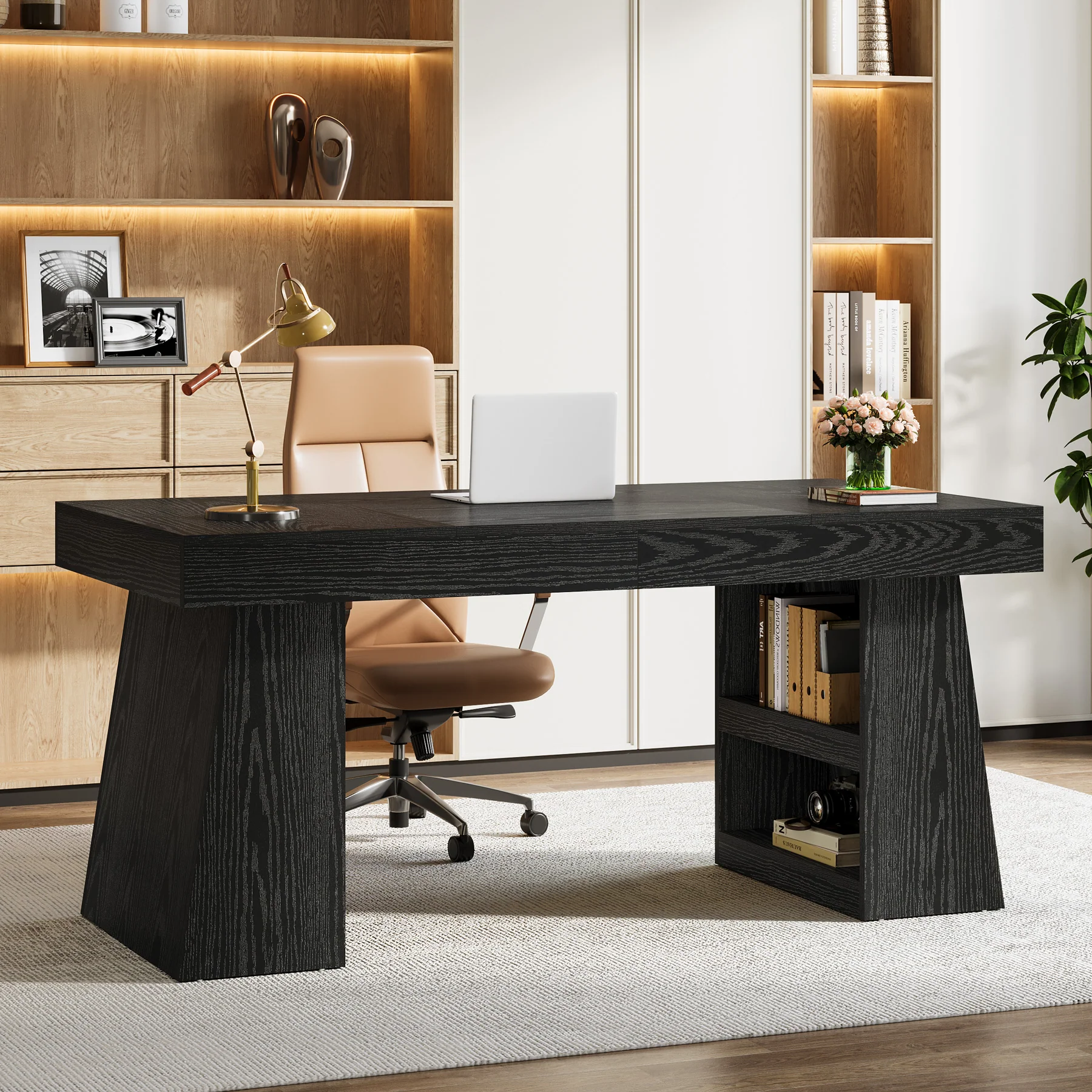 55" Executive Desk, Modern Computer Desk with Sturdy Base - Image 9