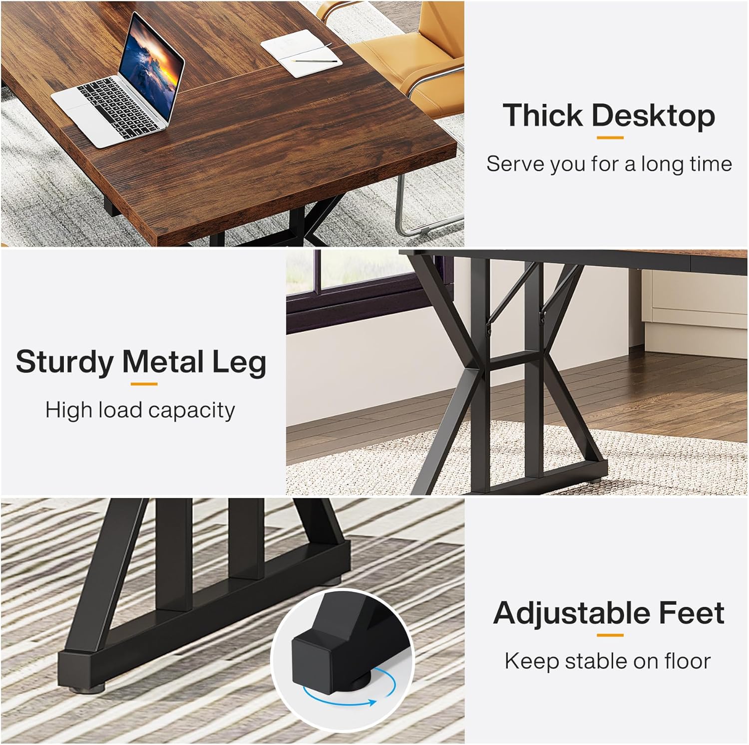 70.8" Executive Desk, Modern Computer Office Desk Workstation for Home Office - Image 6