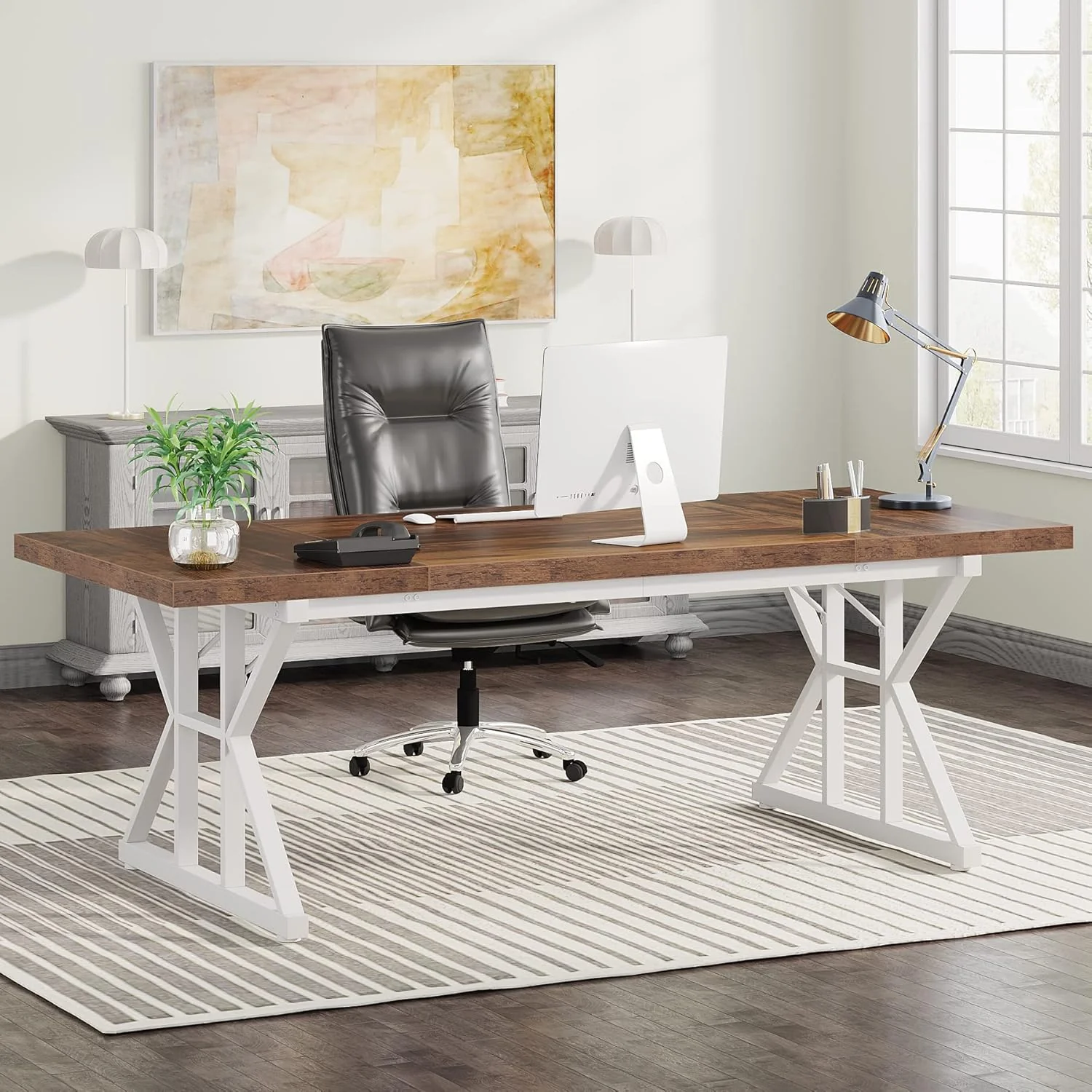 70.8" Executive Desk, Modern Computer Office Desk Workstation for Home Office - Image 7