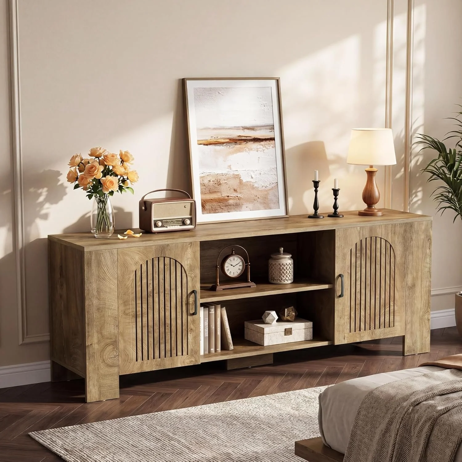 70.8" Long TV Stand for 65/70/75 Inch TVs, Modern Entertainment Center with Storage Cabinets - Image 6