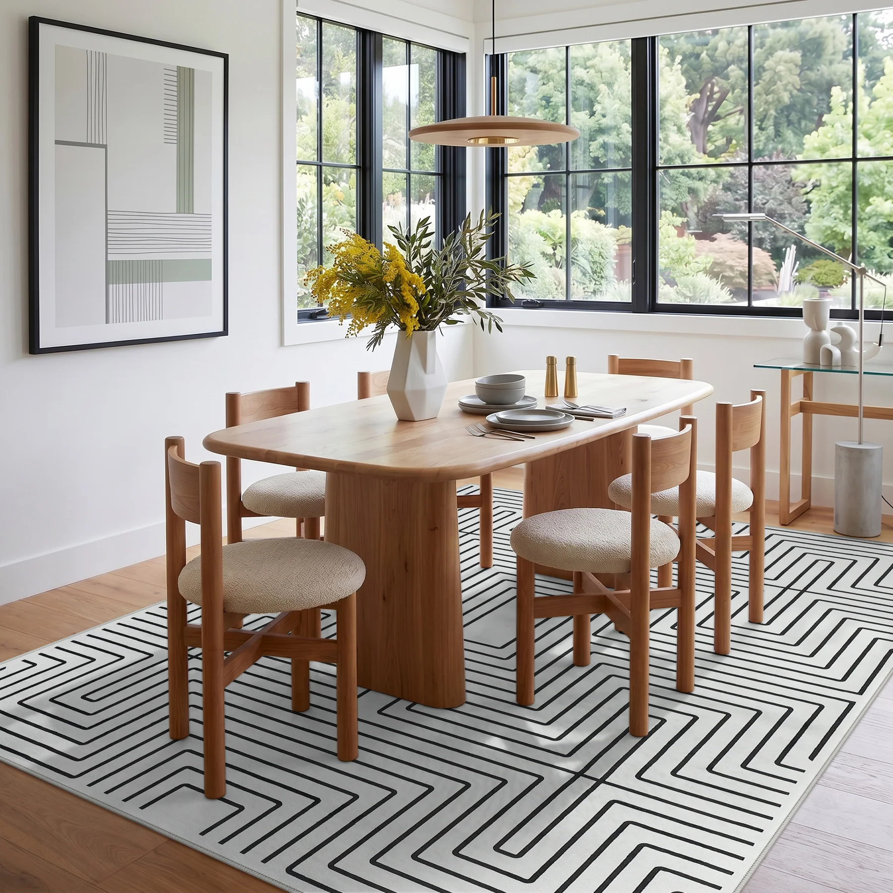 5x7/8x10 Machine Washable Area Rug, Modern Geometric Non-Slip Low Pile Indoor Carpet for Living Room, Oeko-Tex Certified - Image 10