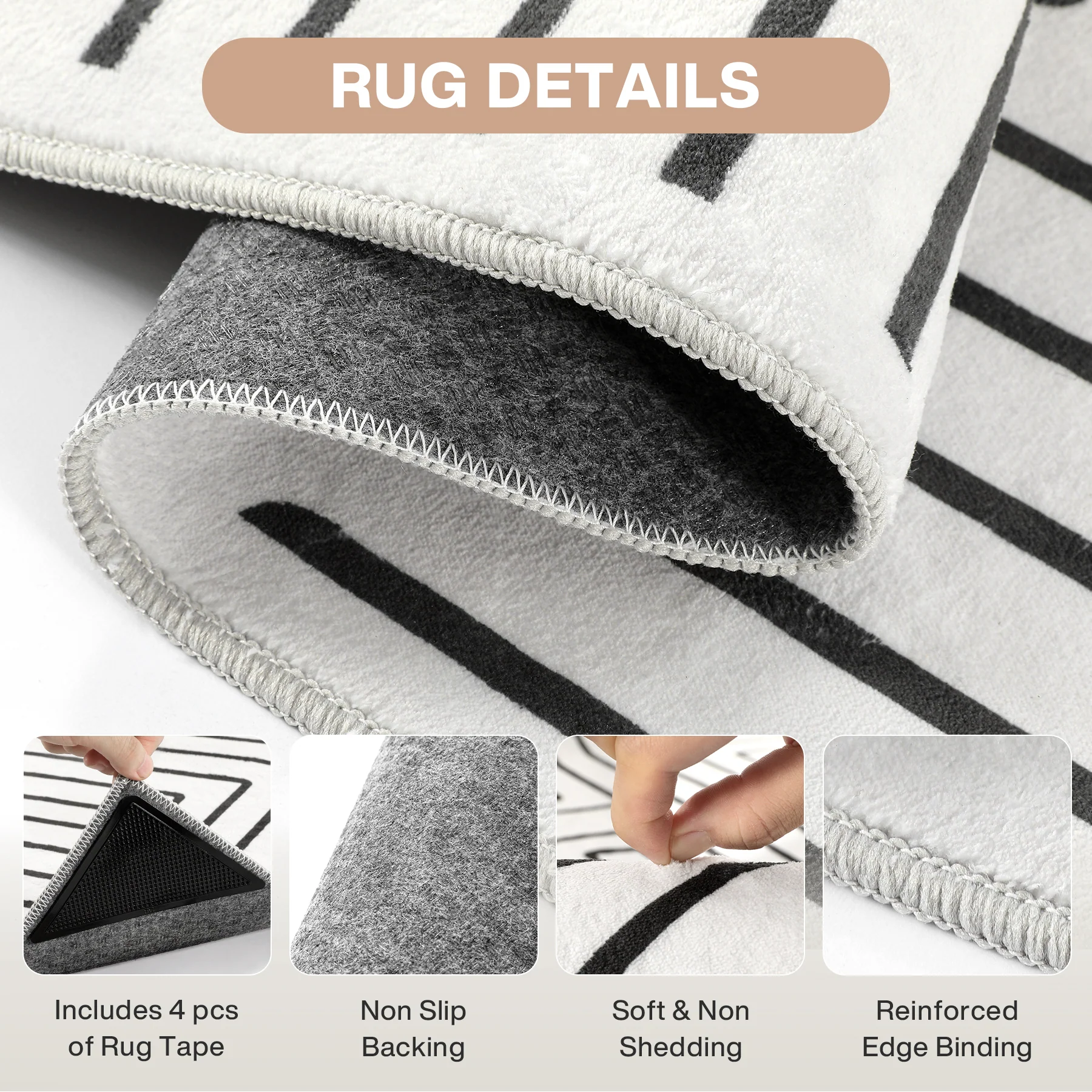 5x7/8x10 Machine Washable Area Rug, Modern Geometric Non-Slip Low Pile Indoor Carpet for Living Room, Oeko-Tex Certified - Image 13