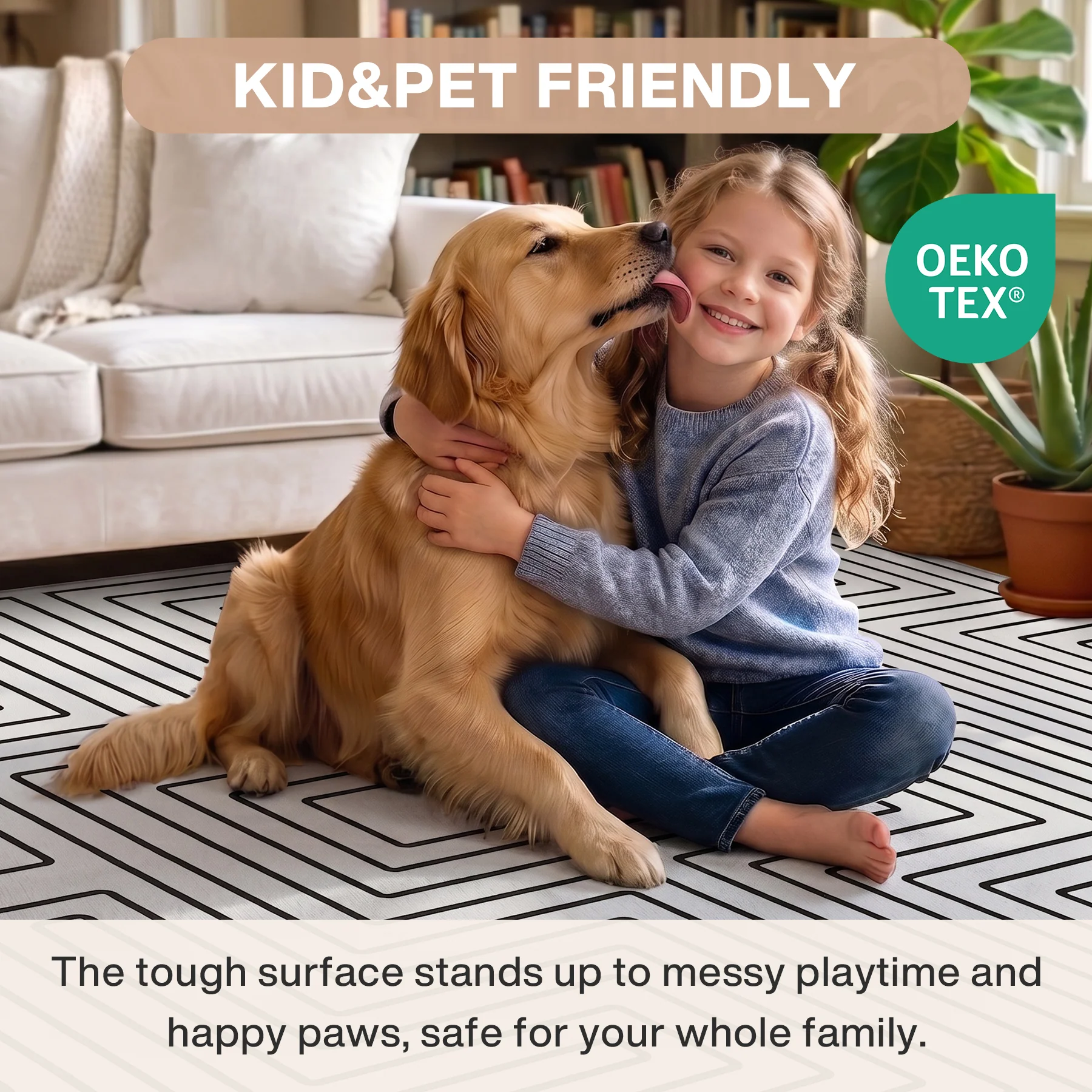 5x7/8x10 Machine Washable Area Rug, Modern Geometric Non-Slip Low Pile Indoor Carpet for Living Room, Oeko-Tex Certified - Image 14
